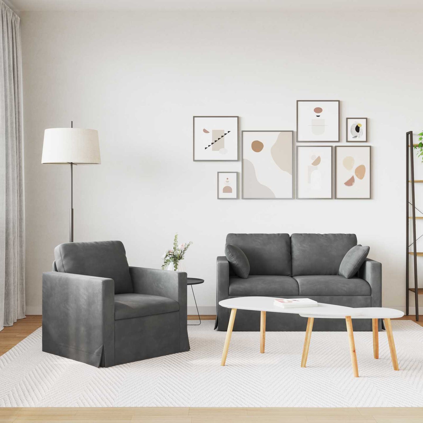 vidaXL Σετ Καναπέ 2 pcs Σκούρο Γκρι 138 x 78 x 80 εκ Βελούδο