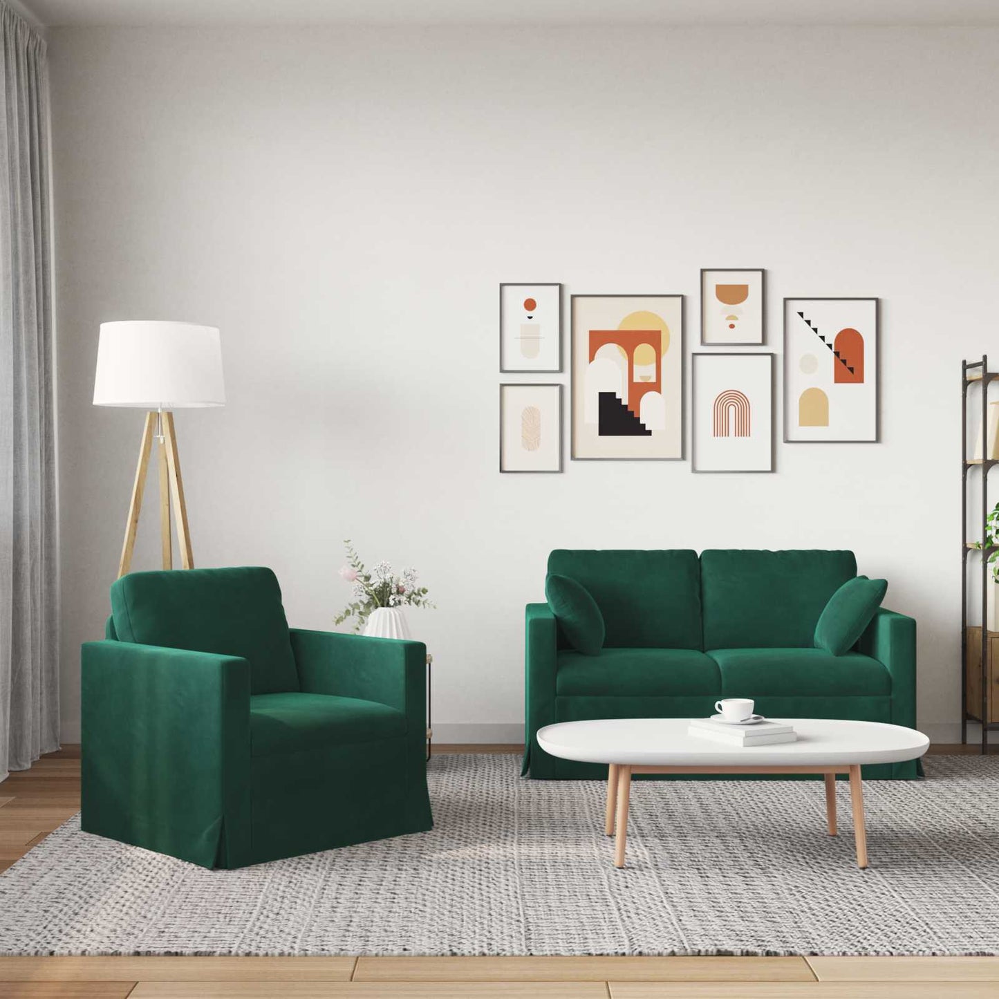 vidaXL Σετ Καναπέ 2 pcs Σκούρο Πράσινο 138 x 78 x 80 εκ Βελούδο