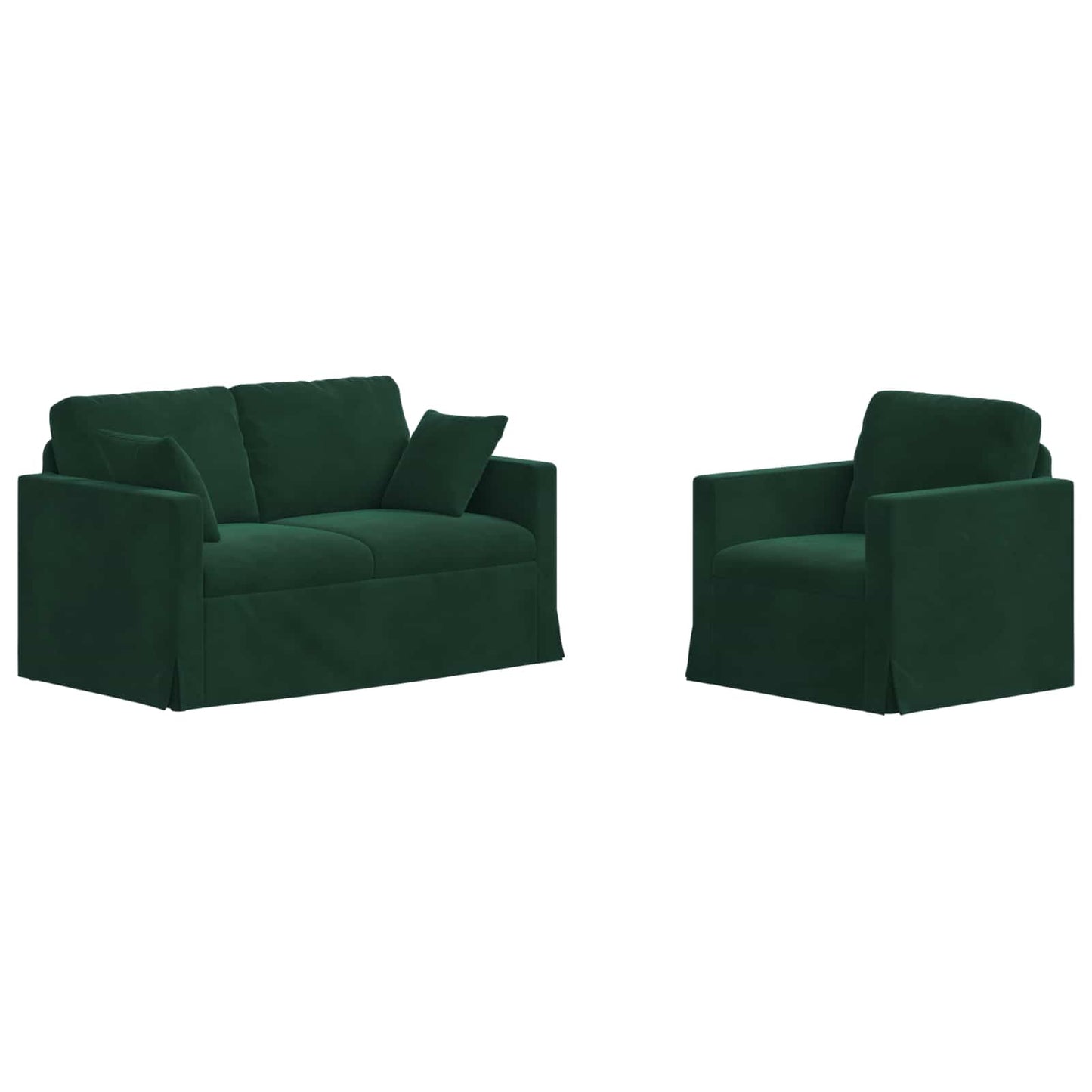 vidaXL Σετ Καναπέ 2 pcs Σκούρο Πράσινο 138 x 78 x 80 εκ Βελούδο