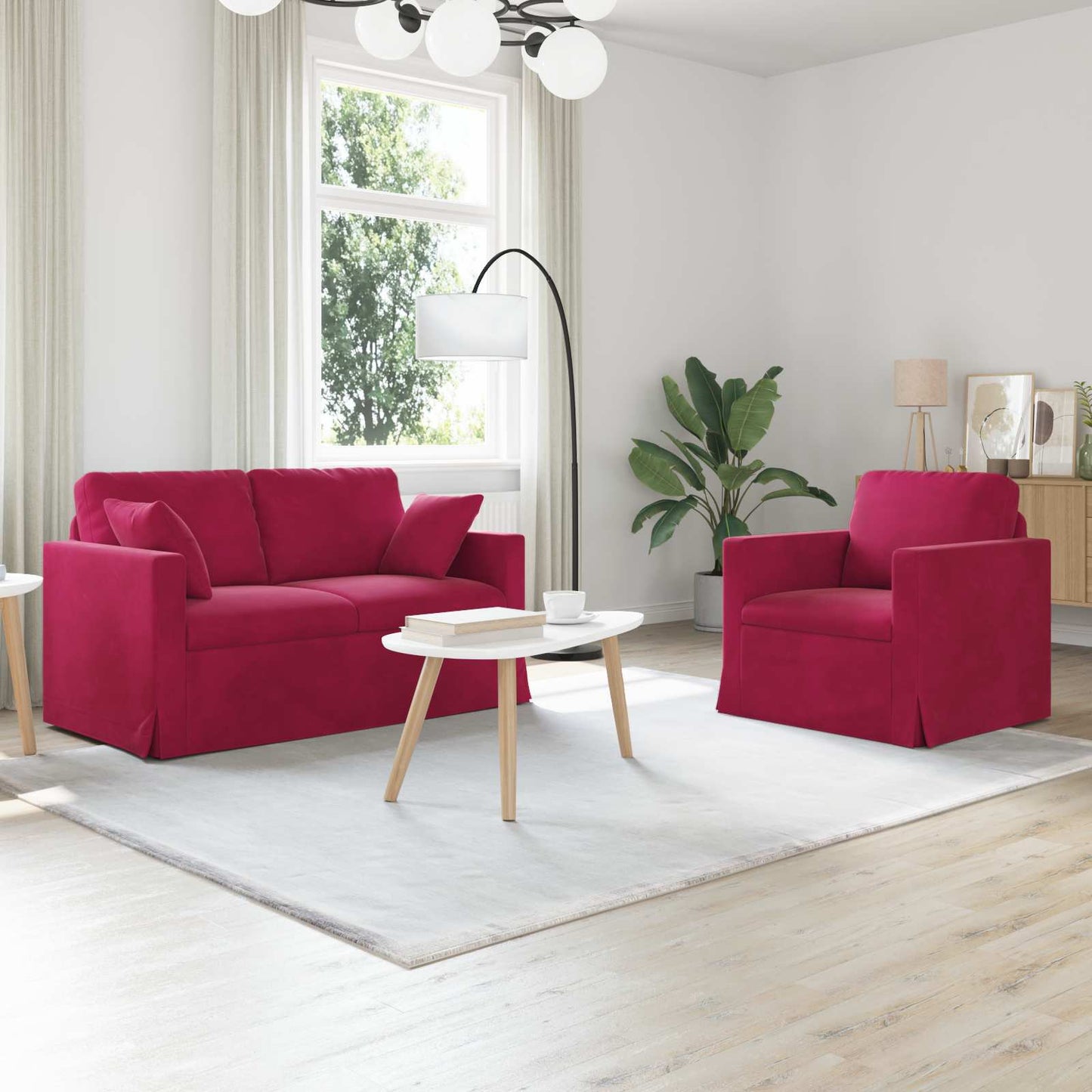 vidaXL Σετ Καναπέ 2 pcs Κόκκινο 138 x 78 x 80 εκ Βελούδο