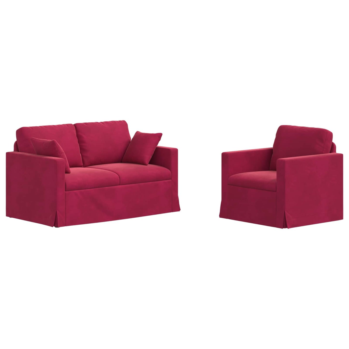 vidaXL Σετ Καναπέ 2 pcs Κόκκινο 138 x 78 x 80 εκ Βελούδο
