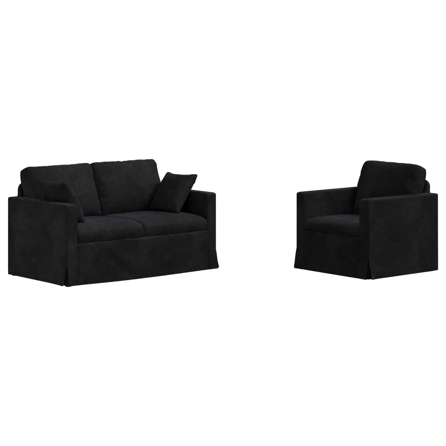 vidaXL Σετ Καναπέ 2 pcs Μαύρο 138 x 78 x 80 εκ Βελούδο
