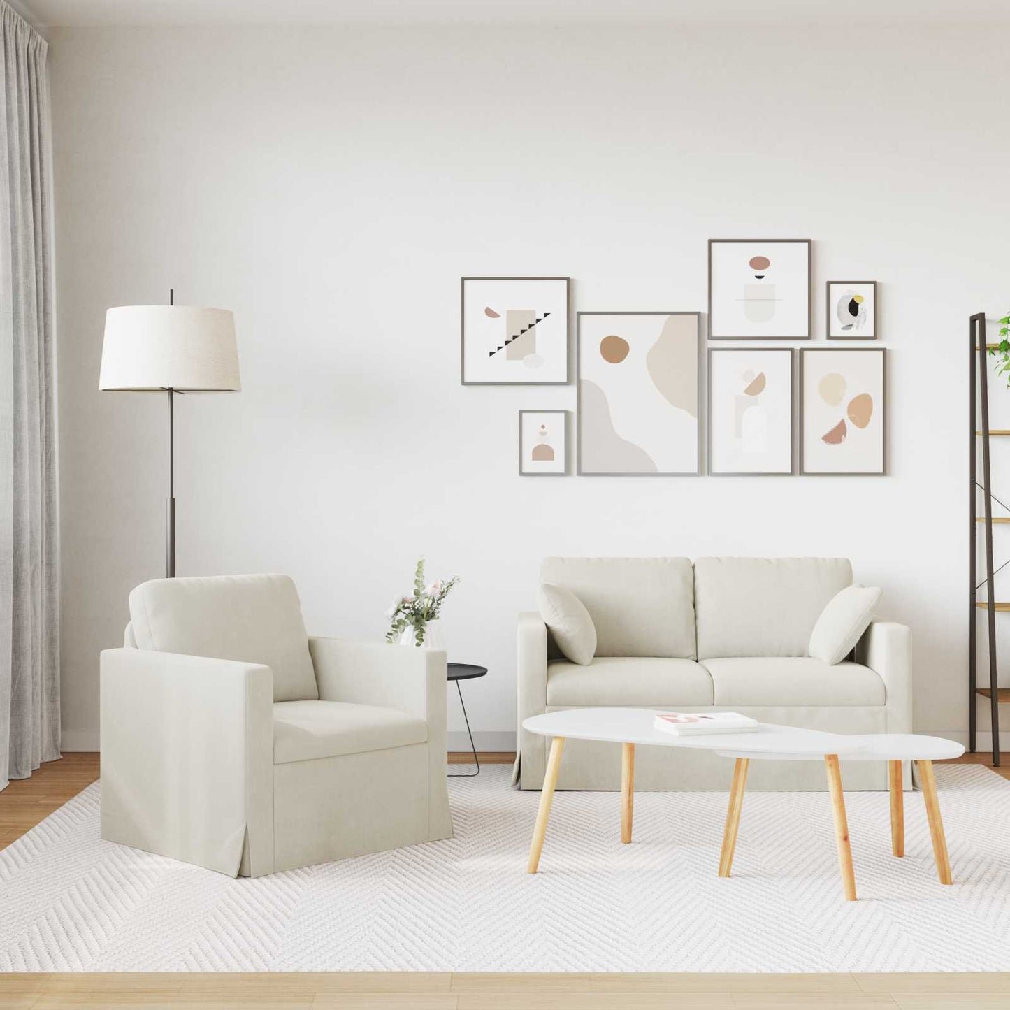 vidaXL Σετ Καναπέ 2 pcs Κρεμ 138 x 78 x 80 εκ Βελούδο