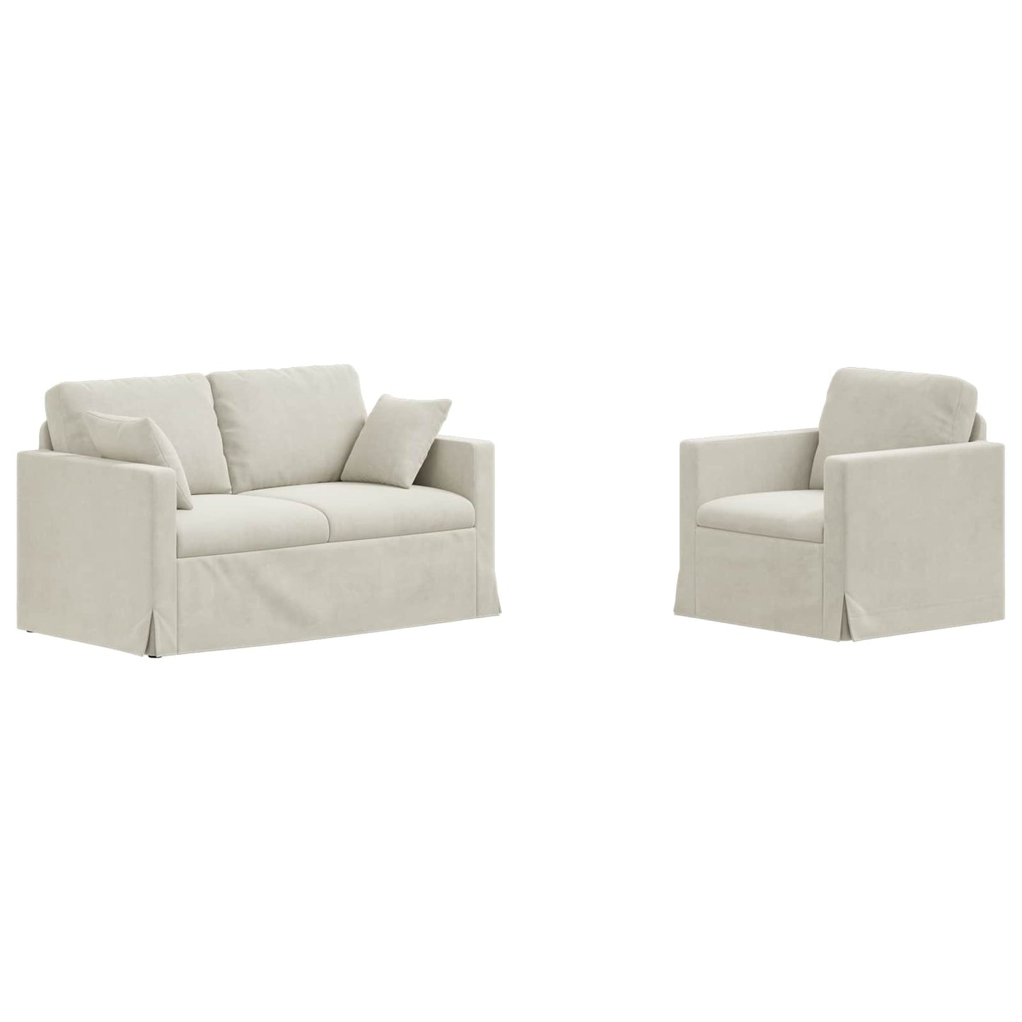 vidaXL Σετ Καναπέ 2 pcs Κρεμ 138 x 78 x 80 εκ Βελούδο