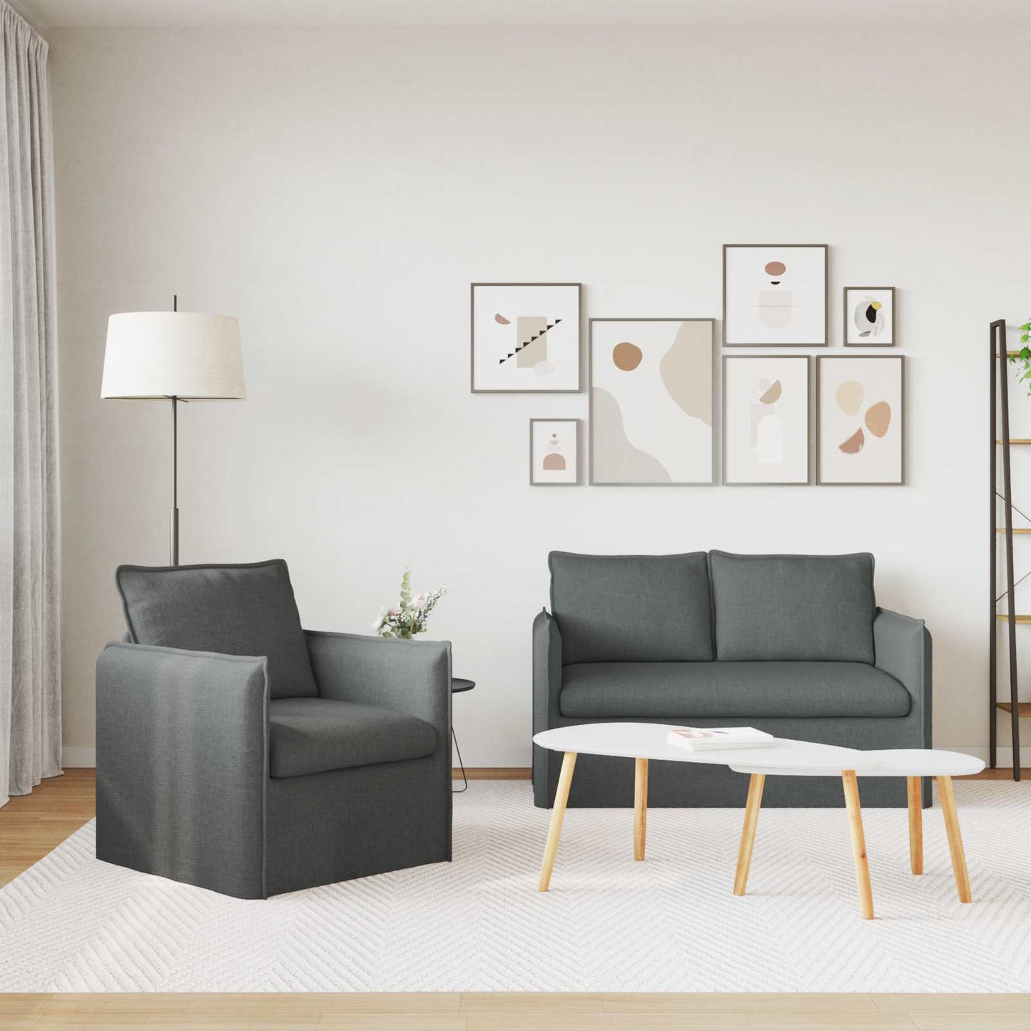 vidaXL Σετ Καναπέ 2 pcs Σκούρο Γκρι 136 x 82 x 85 εκ Ύφασμα