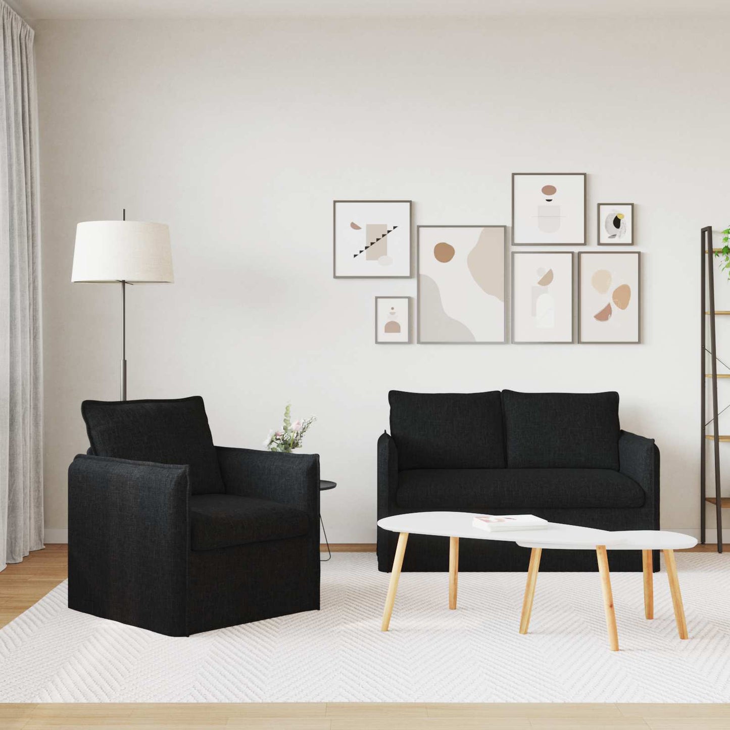 vidaXL Σετ Καναπέ 2 pcs Μαύρο 136 x 82 x 85 εκ Ύφασμα