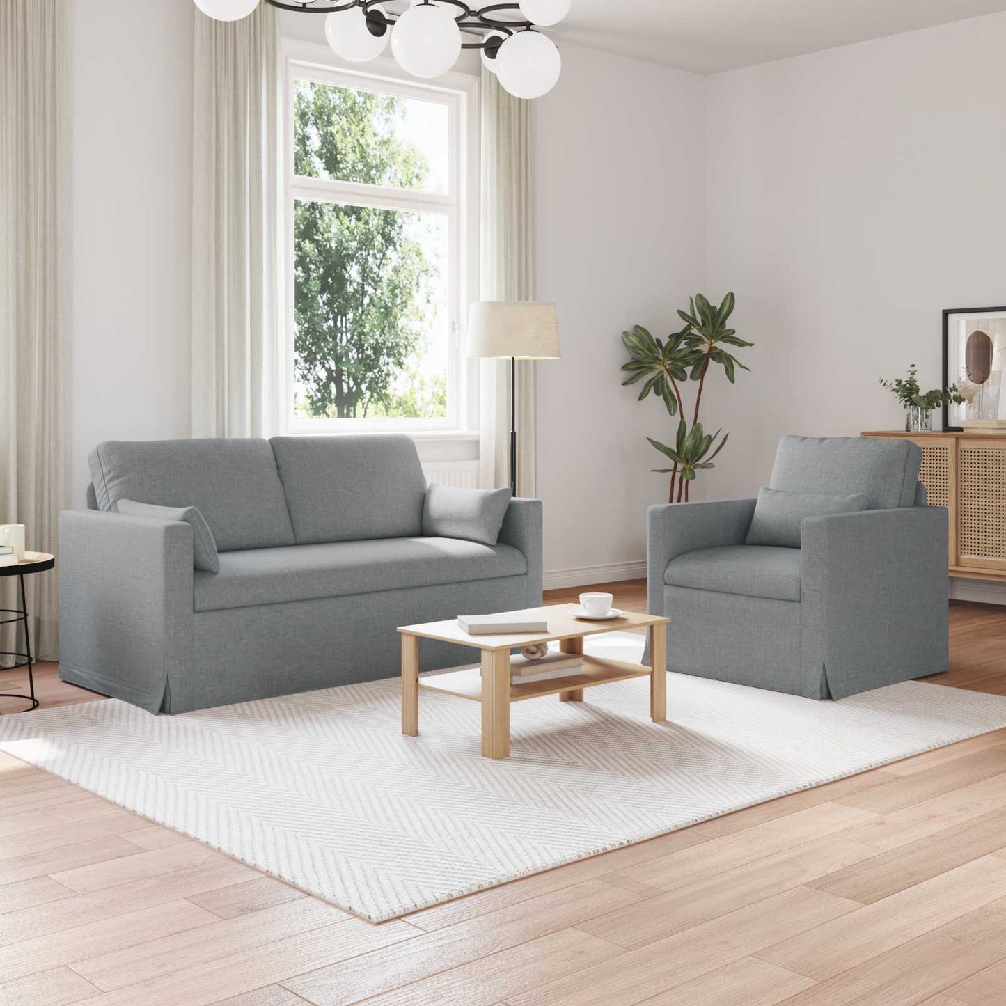 vidaXL Σετ Καναπέ 2 pcs Ανοιχτό γκρι 158 x 78 x 80 εκ ύφασμα