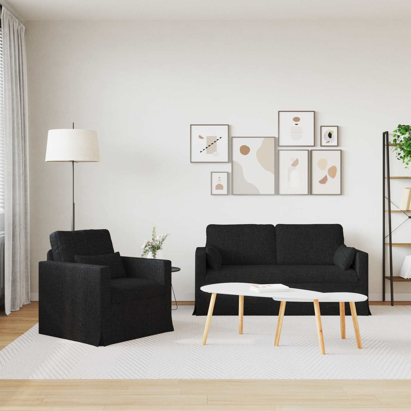 vidaXL Σετ Καναπέ 2 pcs Μαύρο 158 x 78 x 80 εκ ύφασμα