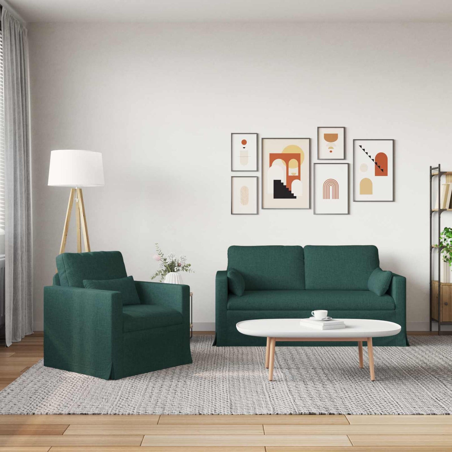 vidaXL Σετ Καναπέ 2 pcs Σκούρο Πράσινο 158 x 78 x 80 εκ ύφασμα