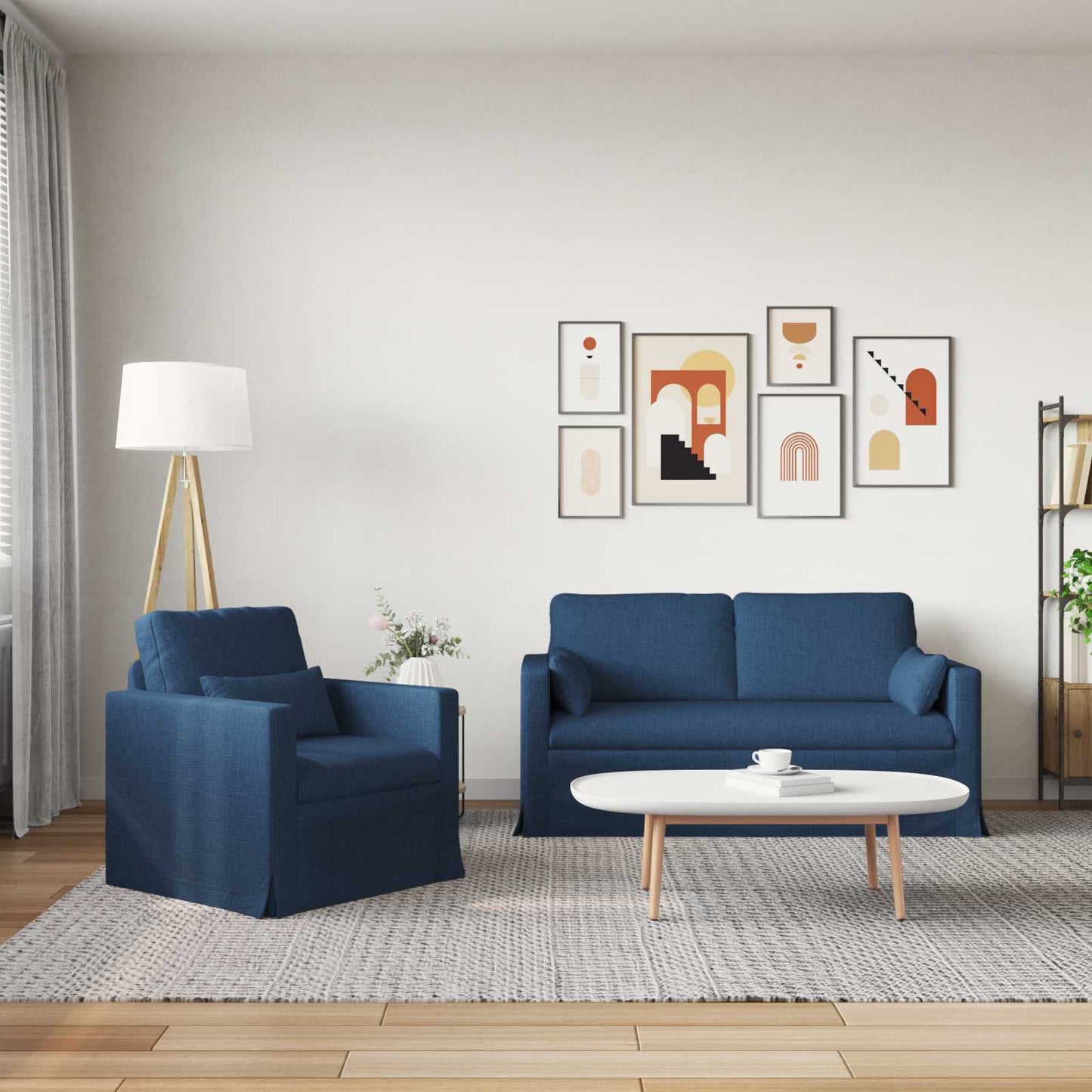 vidaXL Σετ Καναπέ 2 pcs Μπλε 158 x 78 x 80 εκ ύφασμα