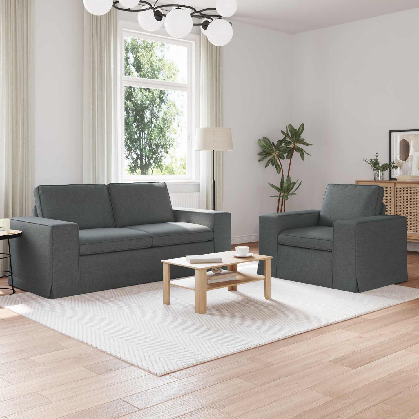 vidaXL Σετ Καναπέ 2 pcs Σκούρο Γκρι 182 x 80 x 82 εκ ύφασμα