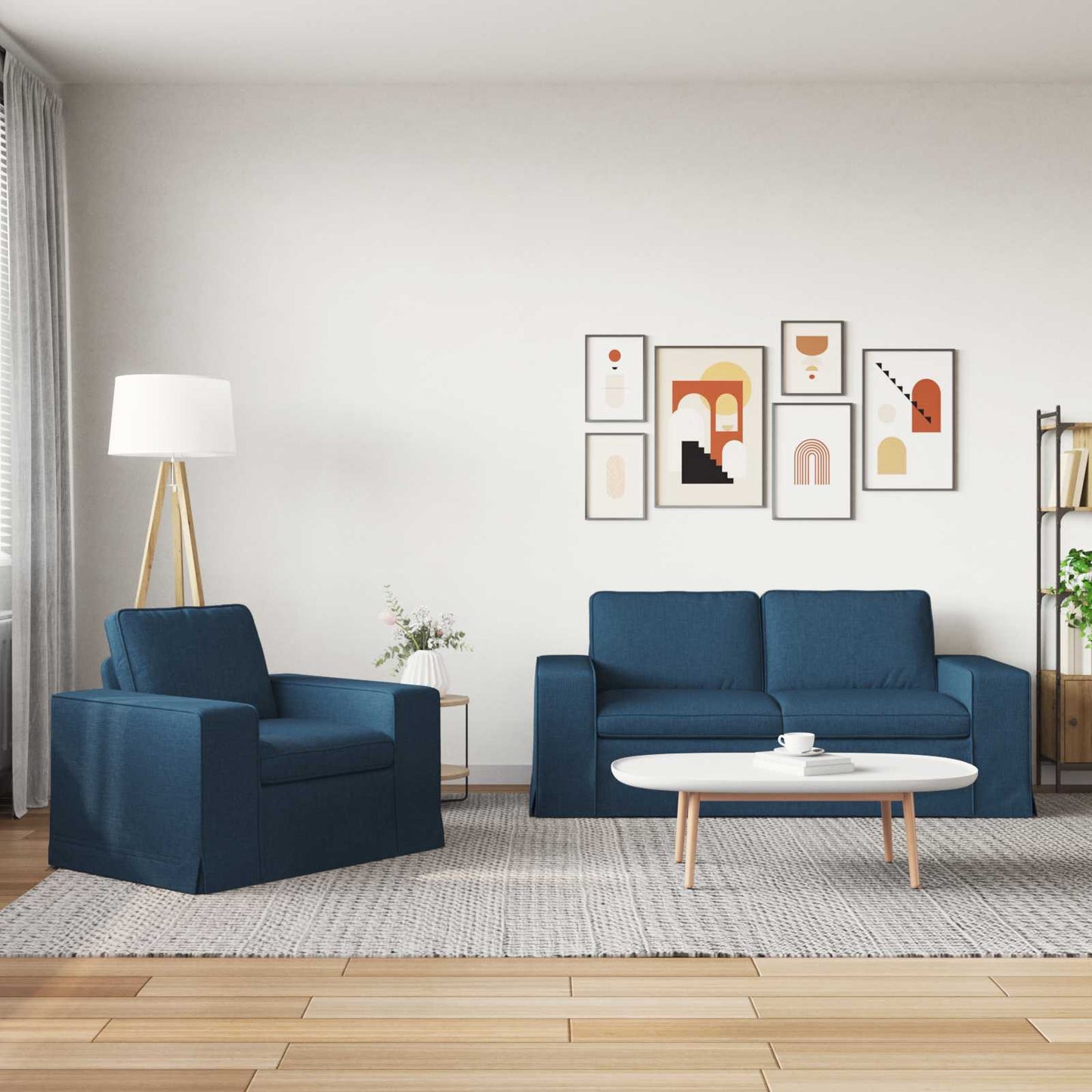 vidaXL Σετ Καναπέ 2 pcs Μπλε 182 x 80 x 82 εκ ύφασμα