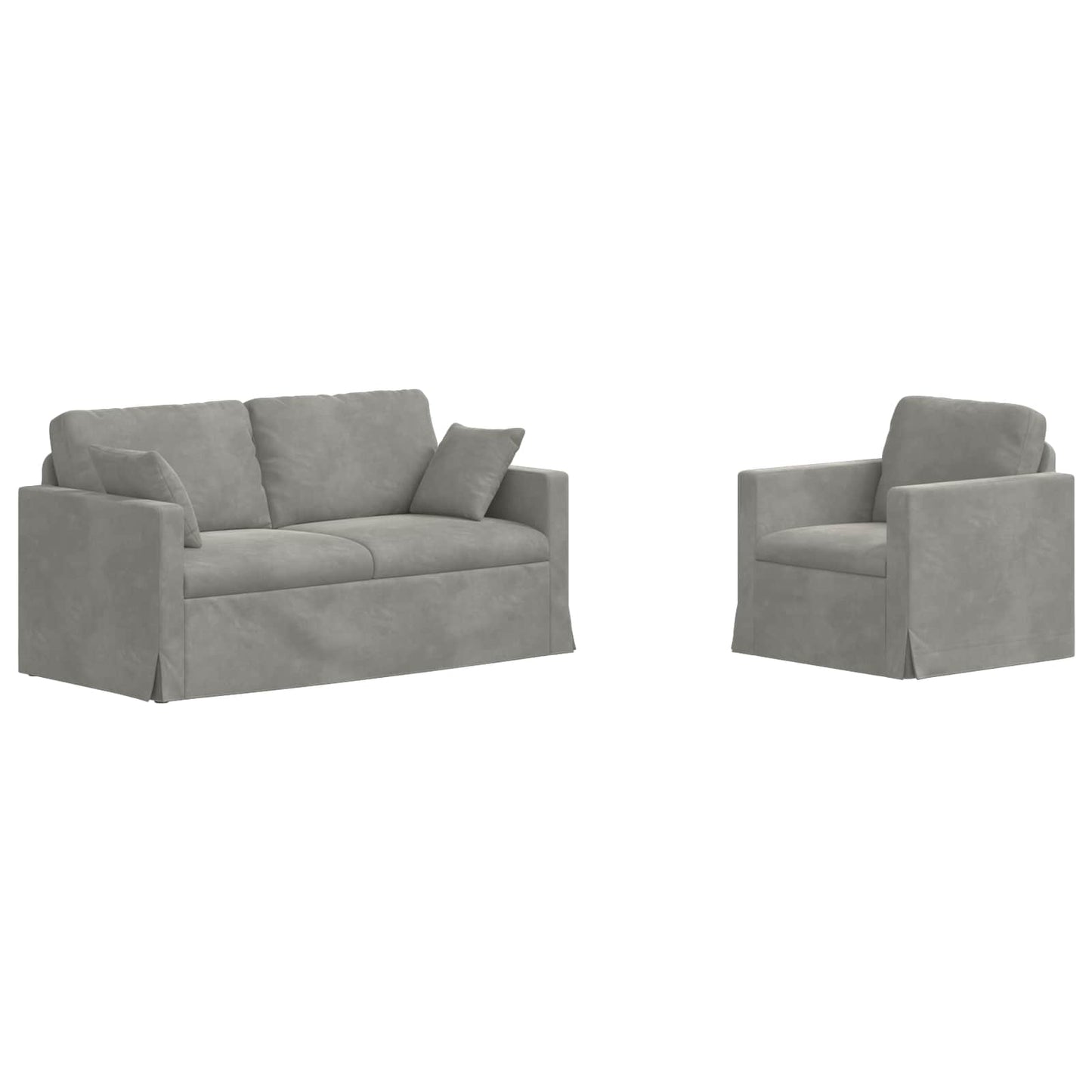 vidaXL Σετ Καναπέ 2 pcs Ανοιχτό γκρι 158 x 78 x 80 εκ Βελούδο