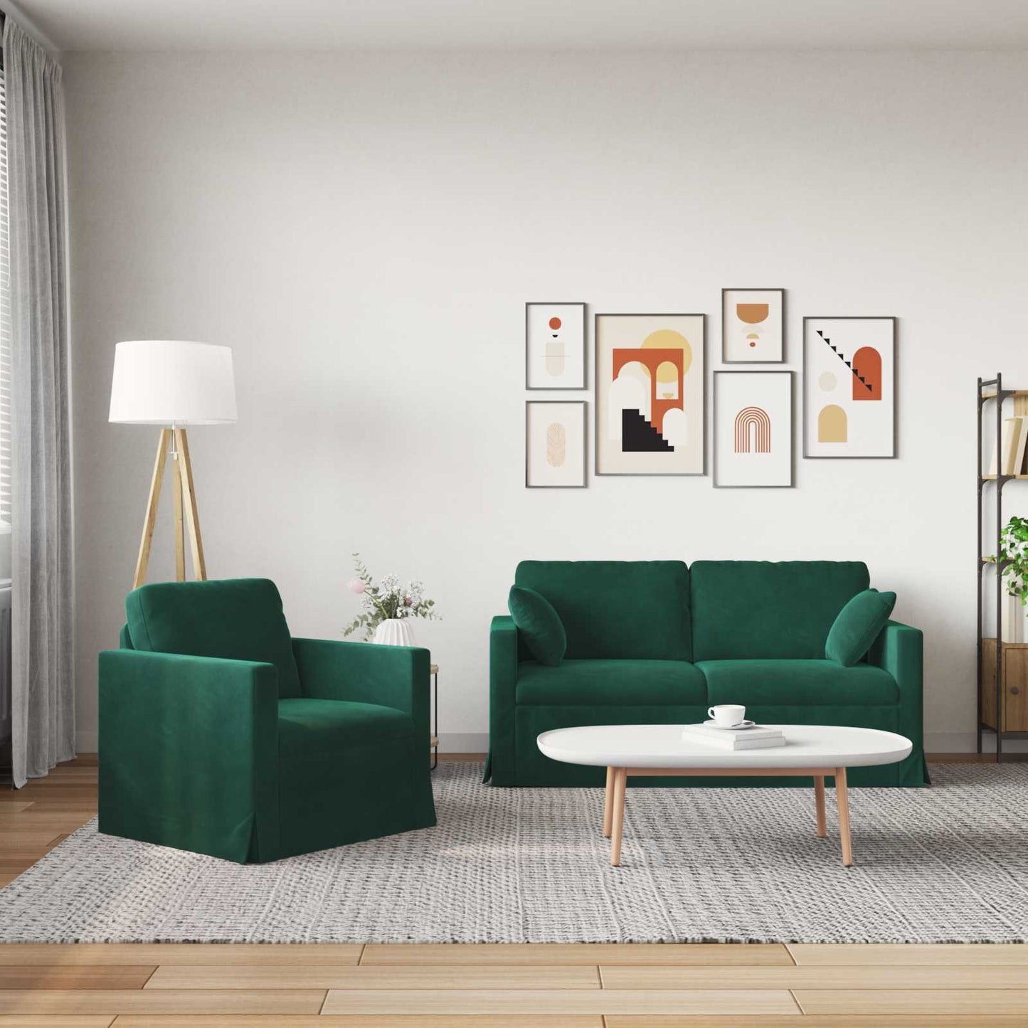 vidaXL Σετ Καναπέ 2 pcs Σκούρο Πράσινο 158 x 78 x 80 εκ Βελούδο