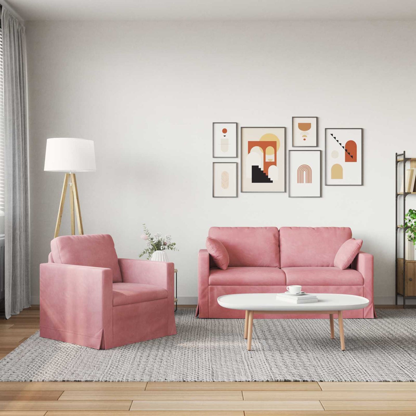 vidaXL Σετ Καναπέ 2 pcs Ροζ 158 x 78 x 80 εκ Βελούδο