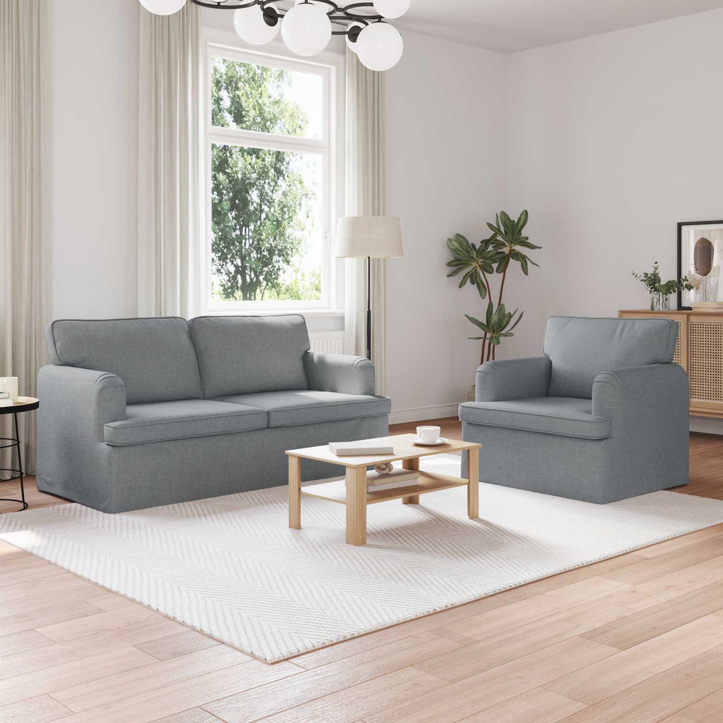 vidaXL Σετ Καναπέ 2 pcs Ανοιχτό γκρι 162 x 80 x 85 εκ ύφασμα