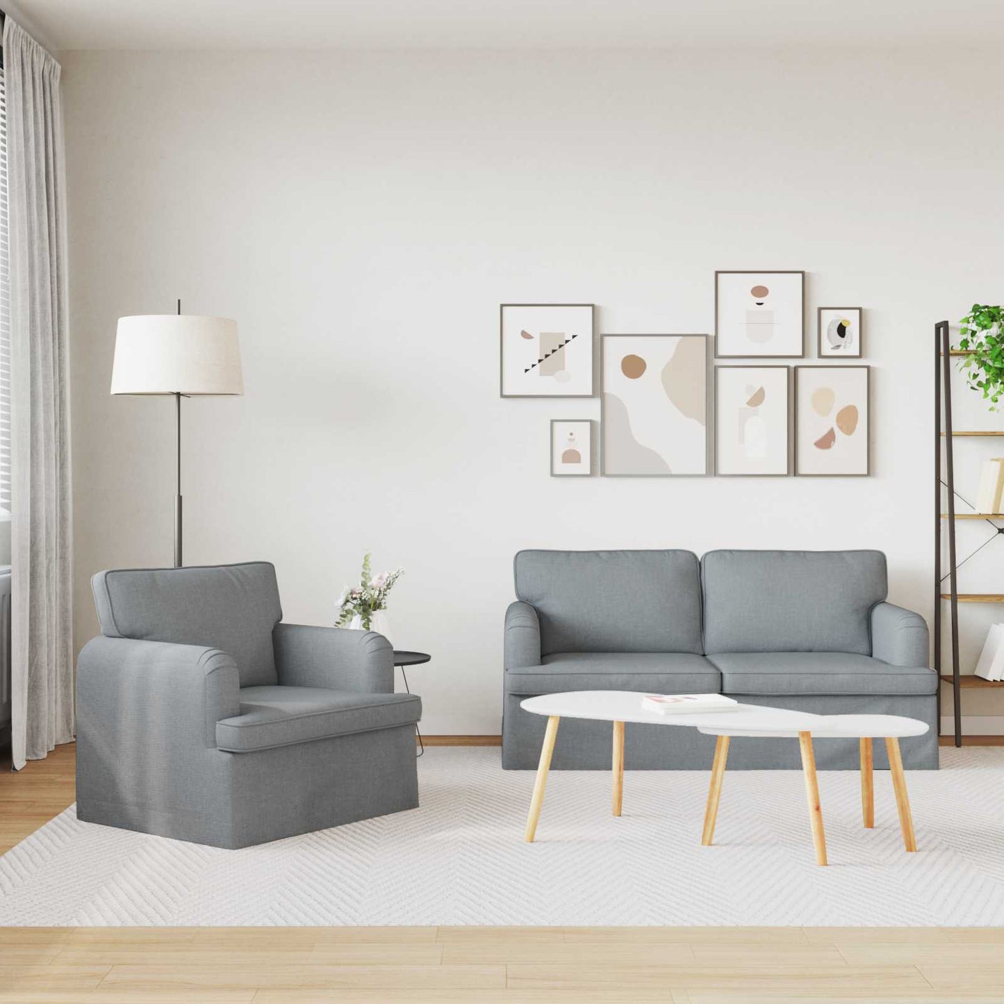 vidaXL Σετ Καναπέ 2 pcs Ανοιχτό γκρι 162 x 80 x 85 εκ ύφασμα