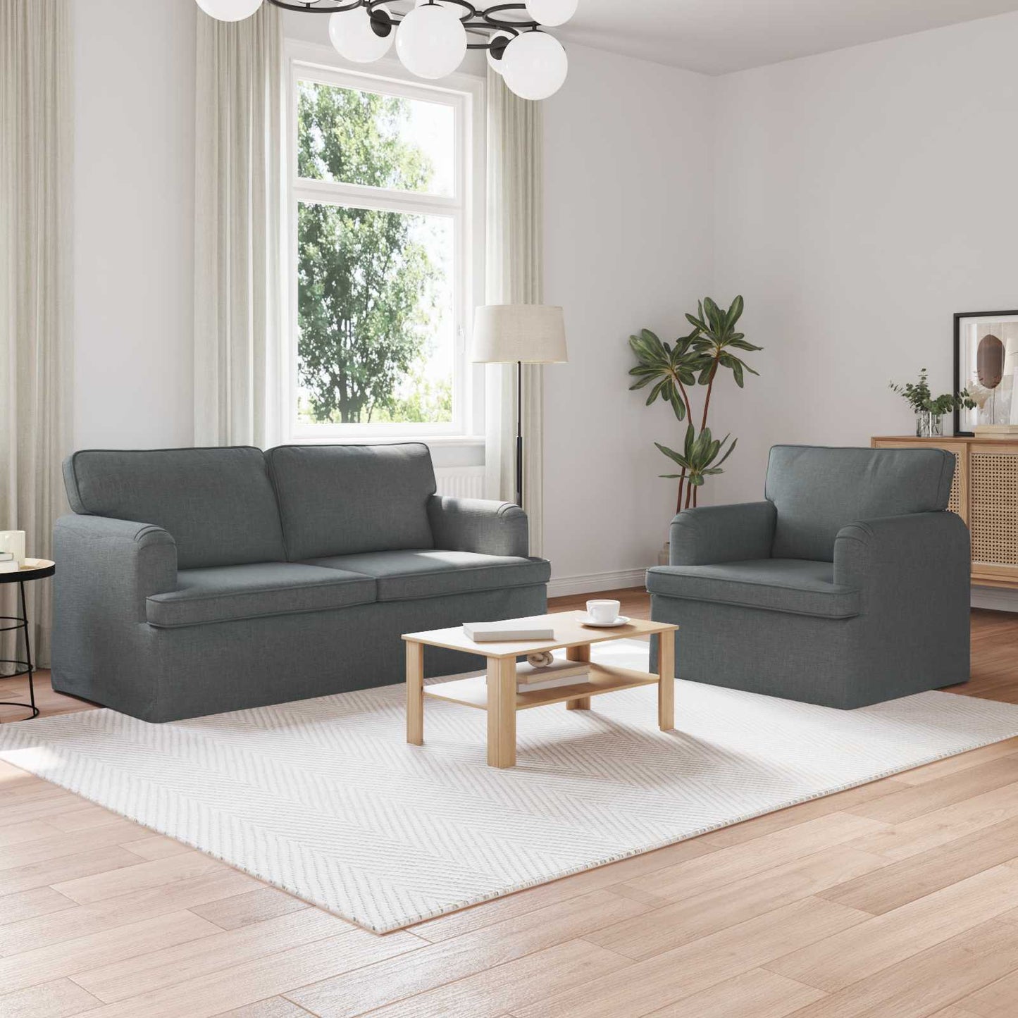 vidaXL Σετ Καναπέ 2 pcs Σκούρο Γκρι 162 x 80 x 85 εκ ύφασμα