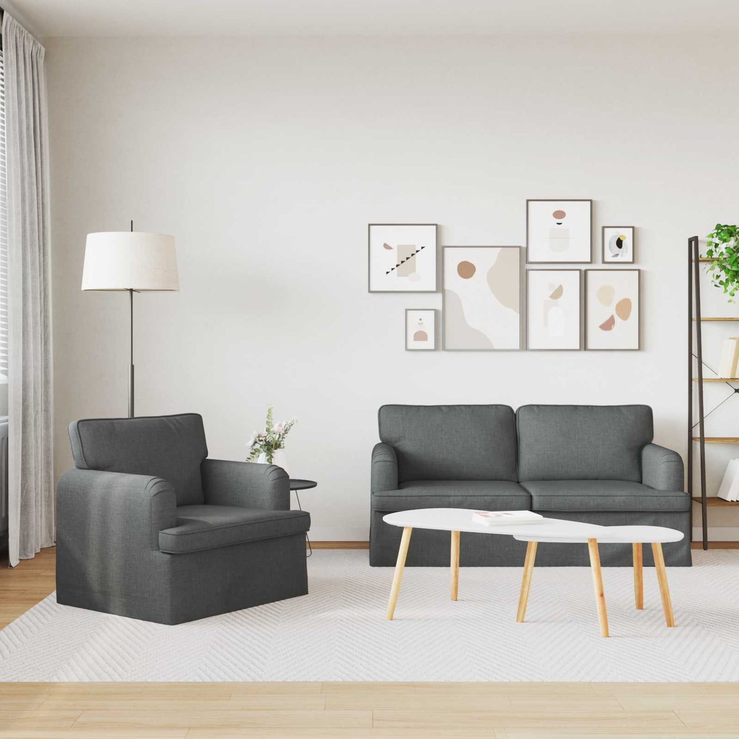 vidaXL Σετ Καναπέ 2 pcs Σκούρο Γκρι 162 x 80 x 85 εκ ύφασμα