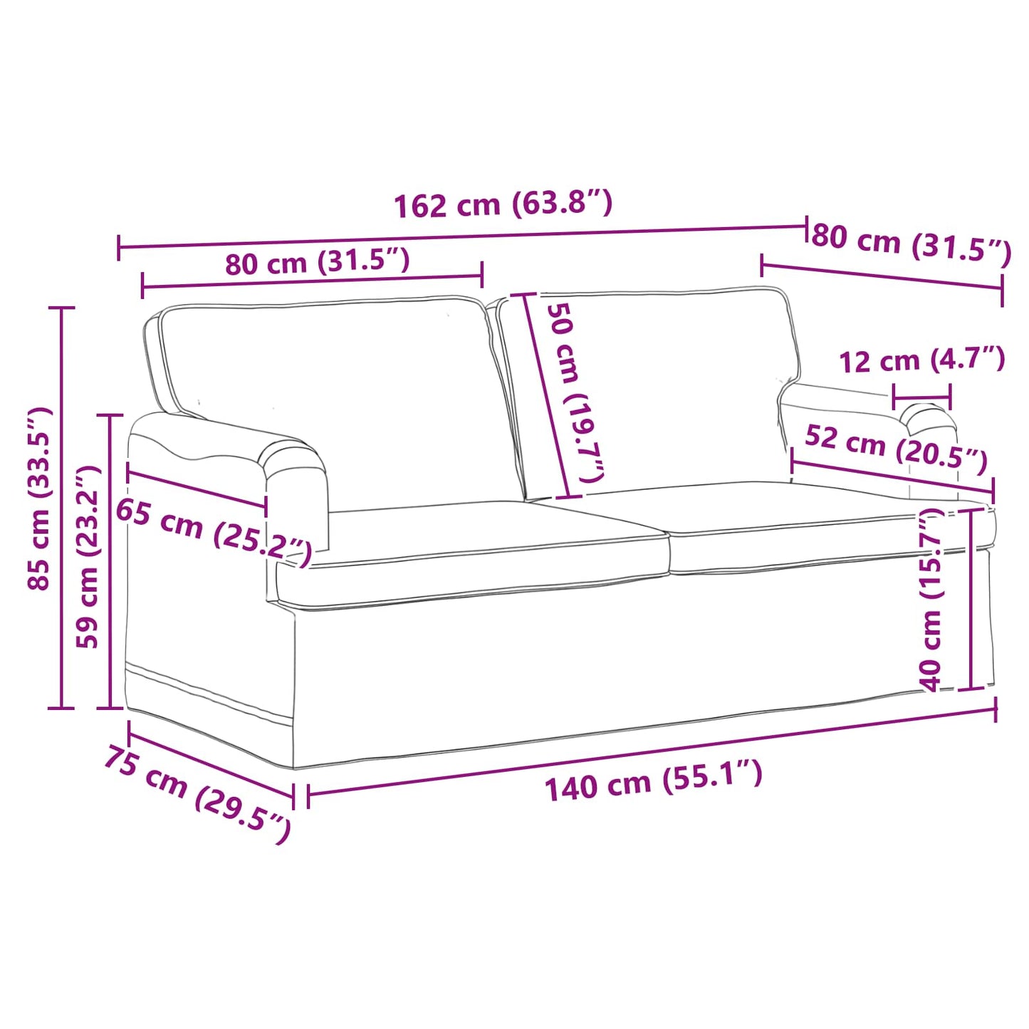vidaXL Σετ Καναπέ 2 pcs Σκούρο Γκρι 162 x 80 x 85 εκ ύφασμα