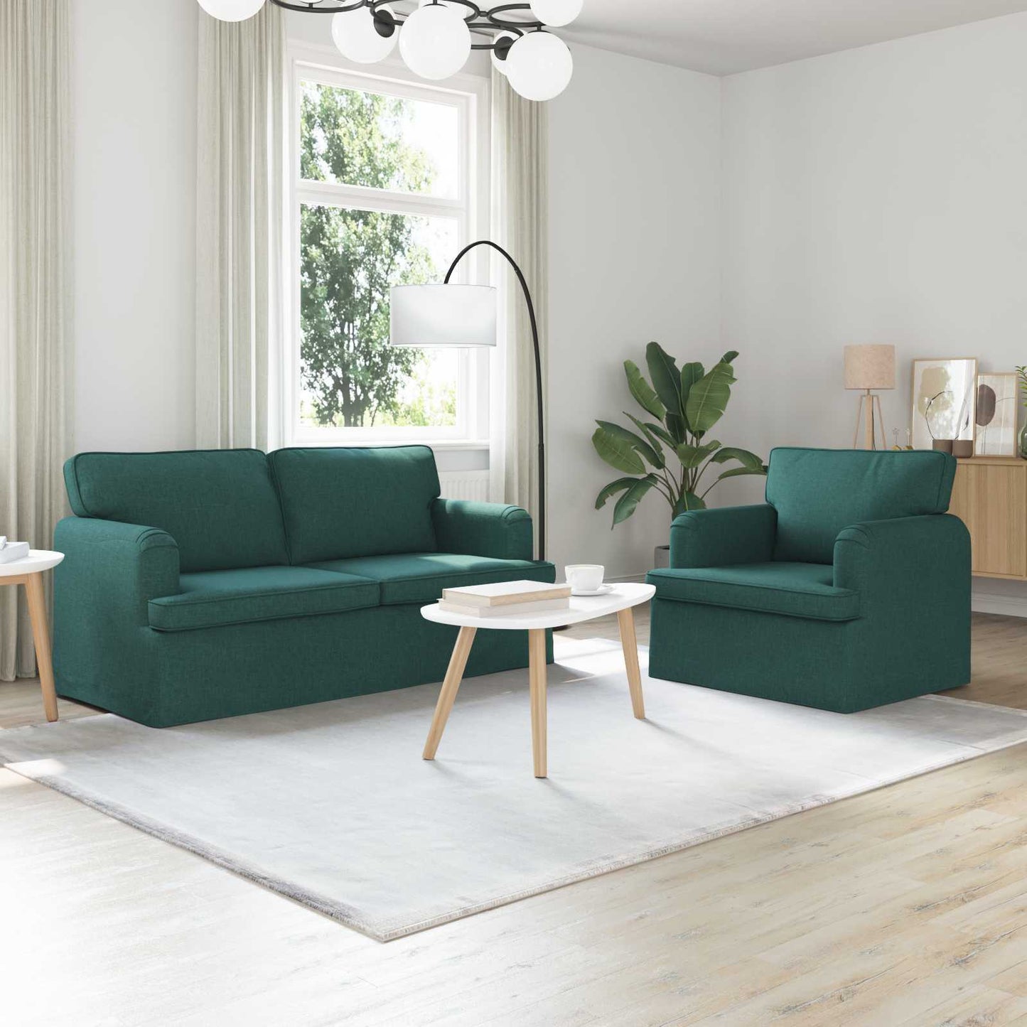 vidaXL Σετ Καναπέ 2 pcs Σκούρο Πράσινο 162 x 80 x 85 εκ ύφασμα