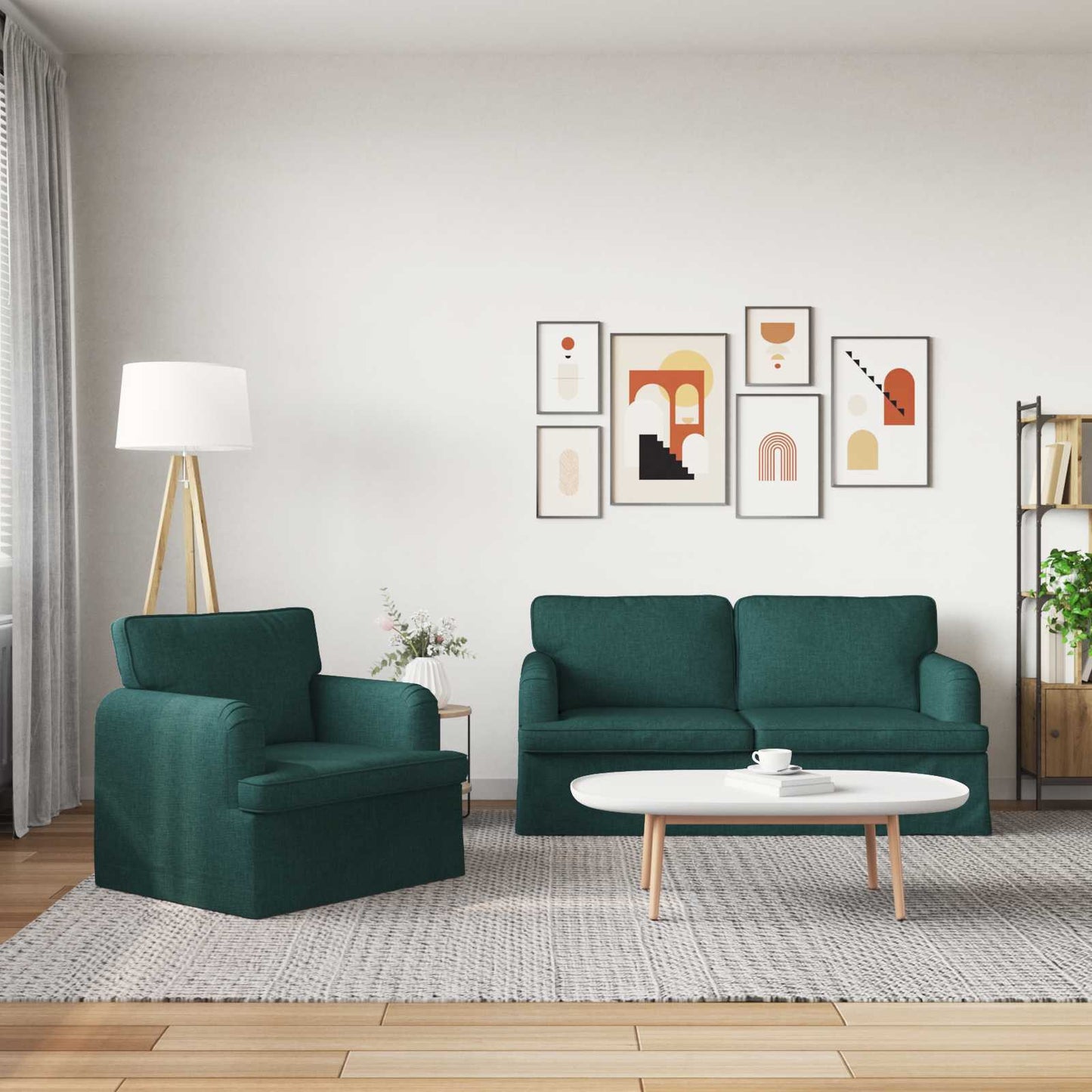 vidaXL Σετ Καναπέ 2 pcs Σκούρο Πράσινο 162 x 80 x 85 εκ ύφασμα