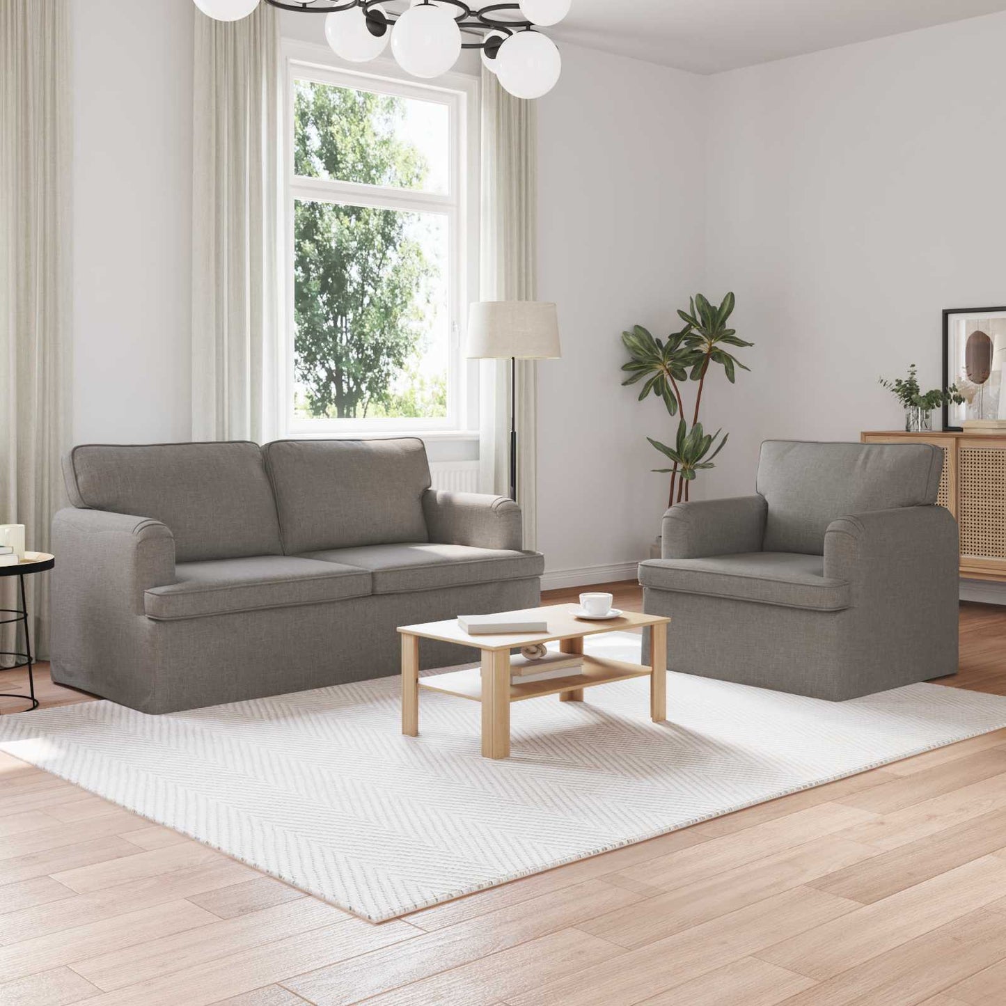 vidaXL Σετ Καναπέ 2 pcs Taupe 162 x 80 x 85 εκ ύφασμα