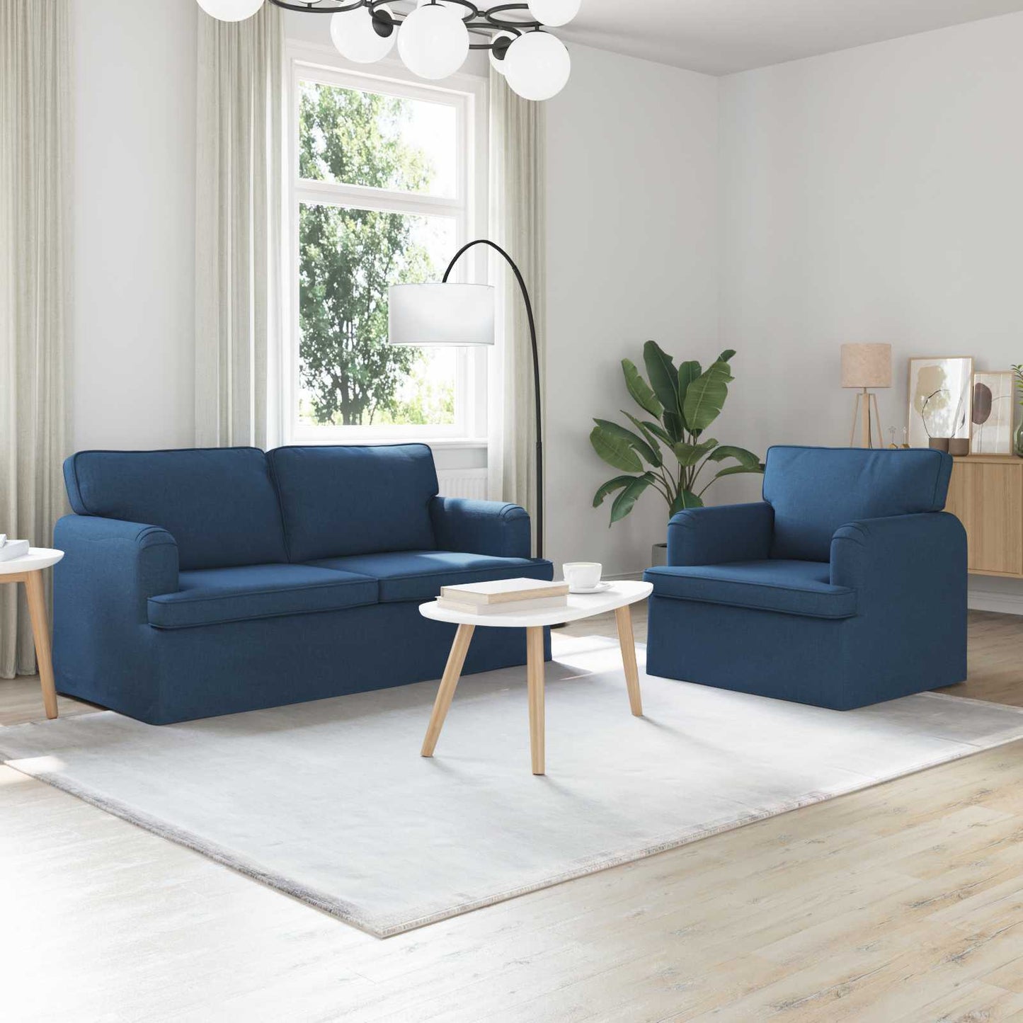 vidaXL Σετ Καναπέ 2 pcs Μπλε 162 x 80 x 85 εκ ύφασμα