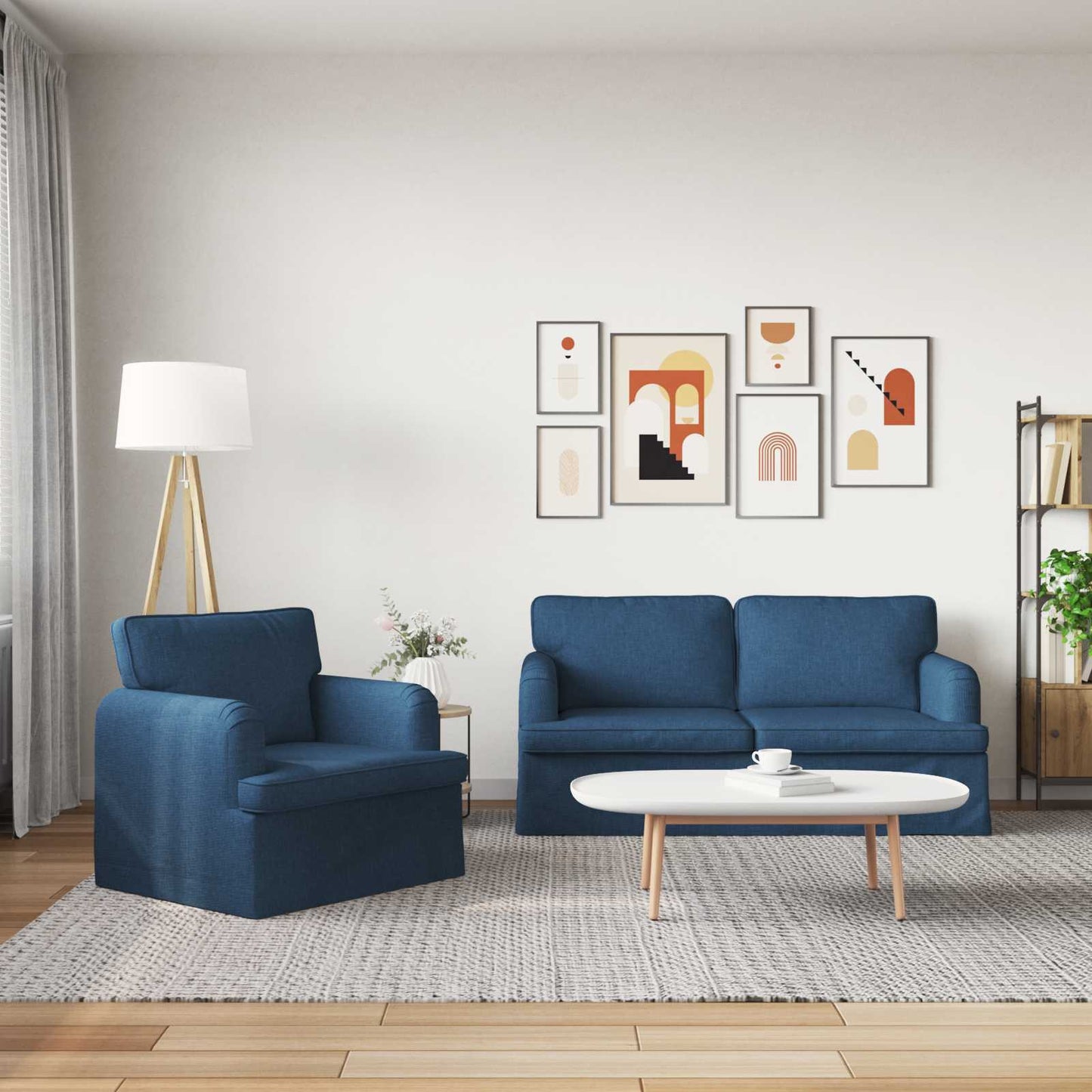 vidaXL Σετ Καναπέ 2 pcs Μπλε 162 x 80 x 85 εκ ύφασμα