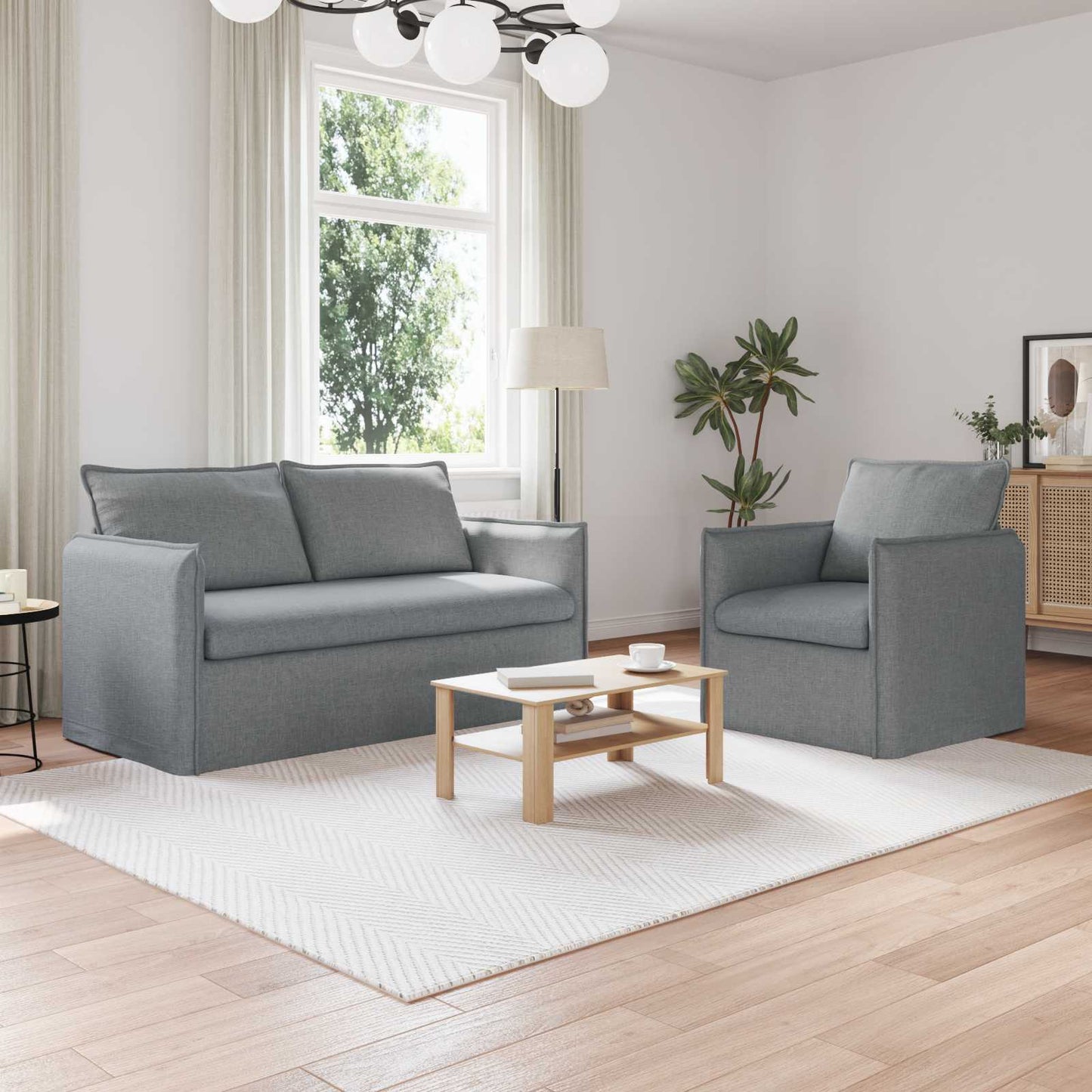 vidaXL Σετ Καναπέ 2 pcs Ανοιχτό γκρι 156 x 82 x 85 εκ Ύφασμα