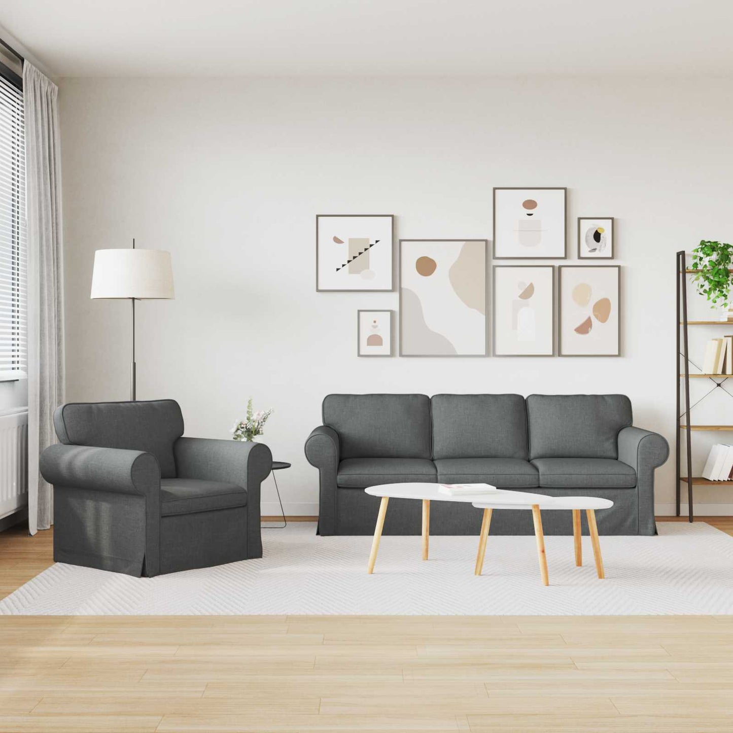 vidaXL Σετ Καναπέ 2 pcs Σκούρο Γκρι 215 x 82 x 80 εκ ύφασμα