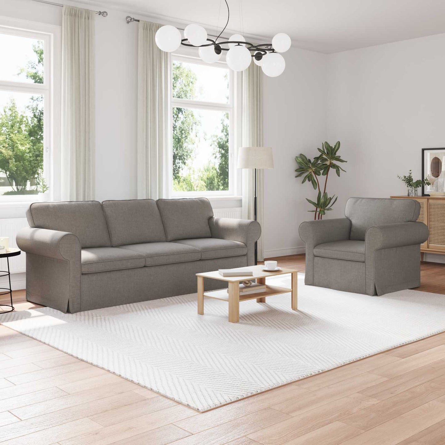 vidaXL Σετ Καναπέ 2 pcs Taupe 215 x 82 x 80 εκ ύφασμα