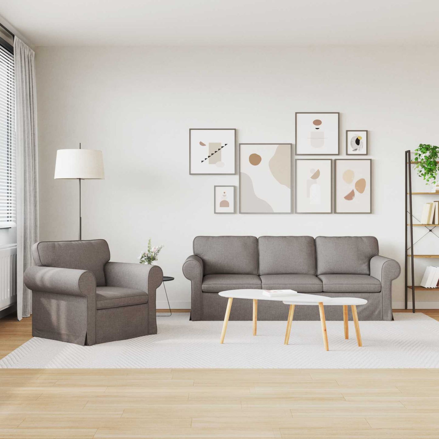 vidaXL Σετ Καναπέ 2 pcs Taupe 215 x 82 x 80 εκ ύφασμα