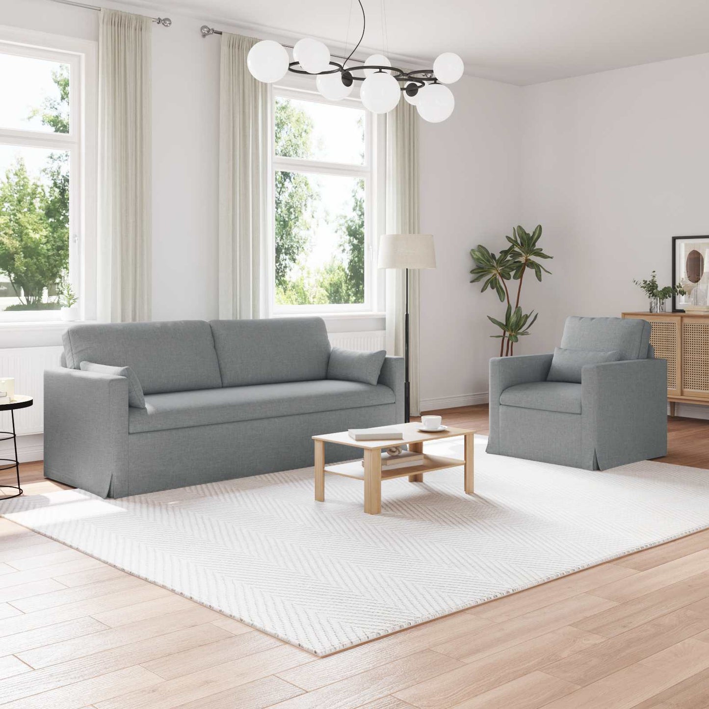 vidaXL Σετ Καναπέ 2 pcs Ανοιχτό γκρι 198 x 78 x 80 εκ ύφασμα