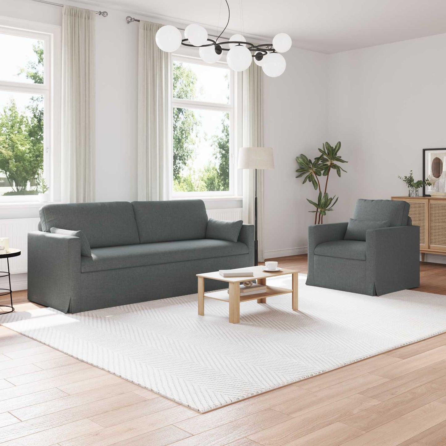 vidaXL Σετ Καναπέ 2 pcs Σκούρο Γκρι 198 x 78 x 80 εκ ύφασμα