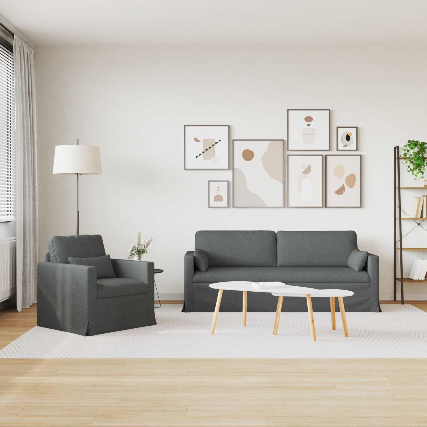 vidaXL Σετ Καναπέ 2 pcs Σκούρο Γκρι 198 x 78 x 80 εκ ύφασμα