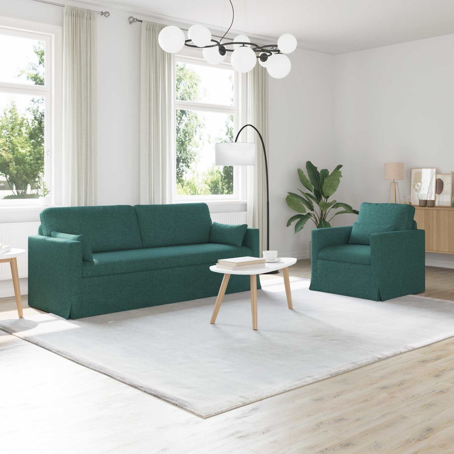 vidaXL Σετ Καναπέ 2 pcs Σκούρο Πράσινο 198 x 78 x 80 εκ ύφασμα