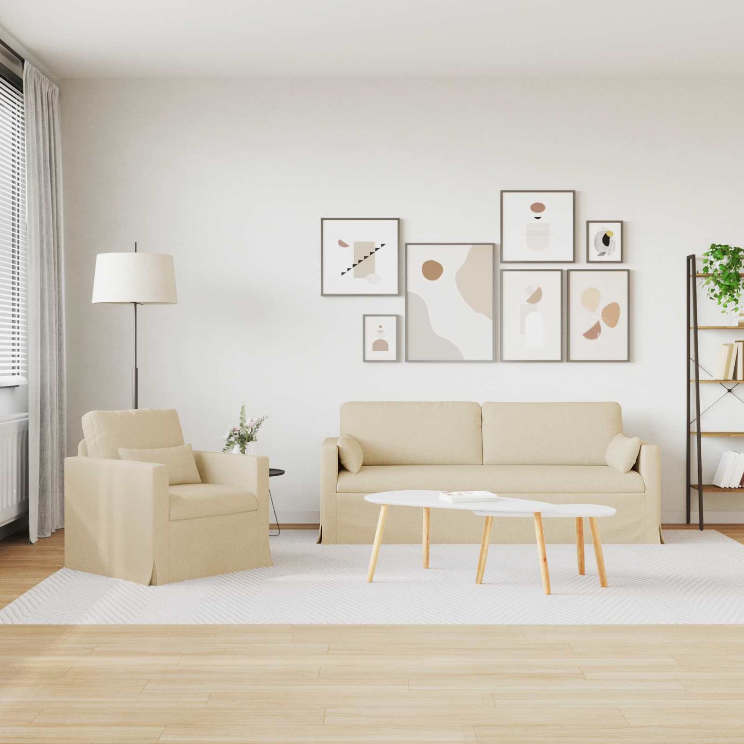 vidaXL Σετ Καναπέ 2 pcs Κρεμ 198 x 78 x 80 εκ ύφασμα