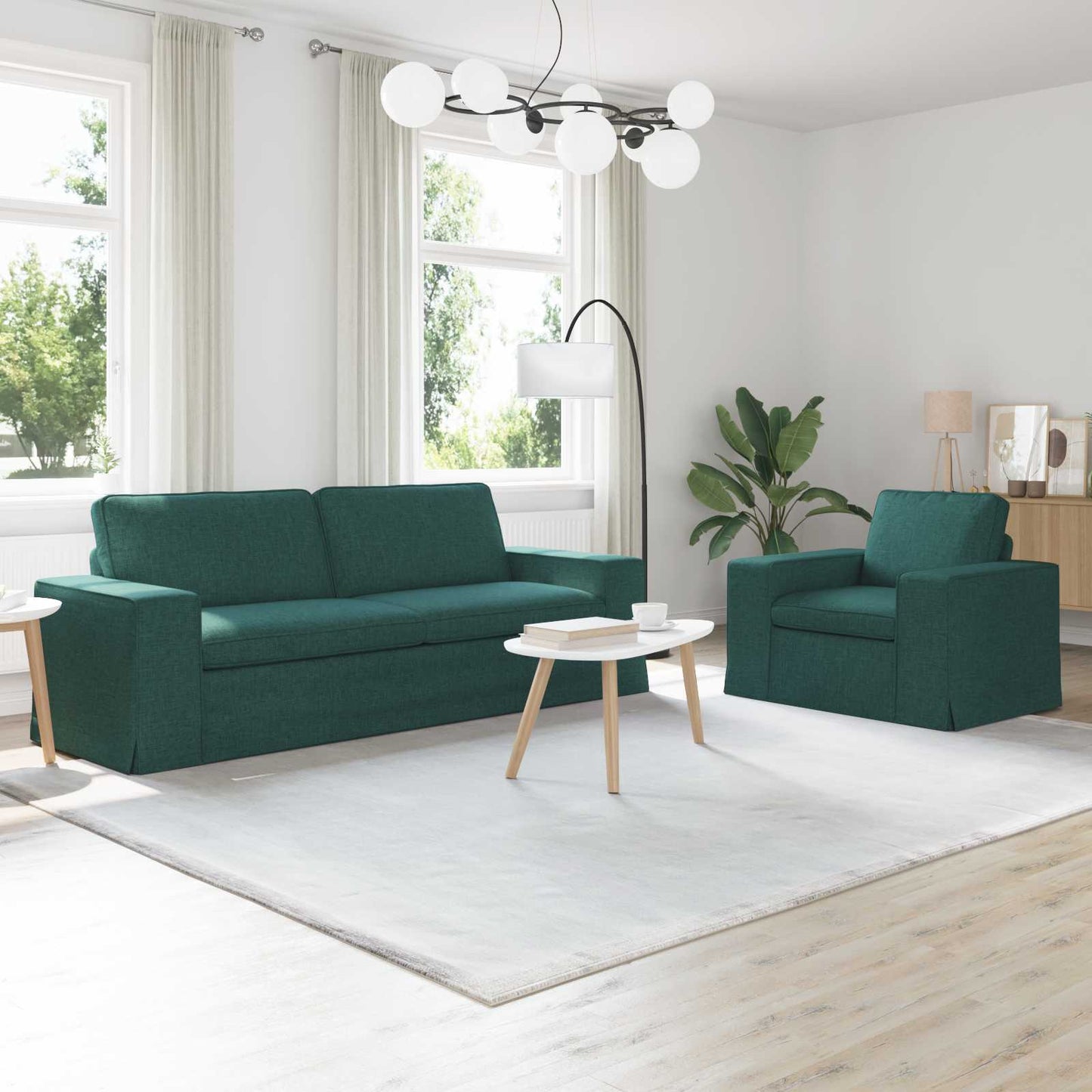 vidaXL Σετ Καναπέ 2 pcs Σκούρο Πράσινο 222 x 80 x 82 εκ ύφασμα