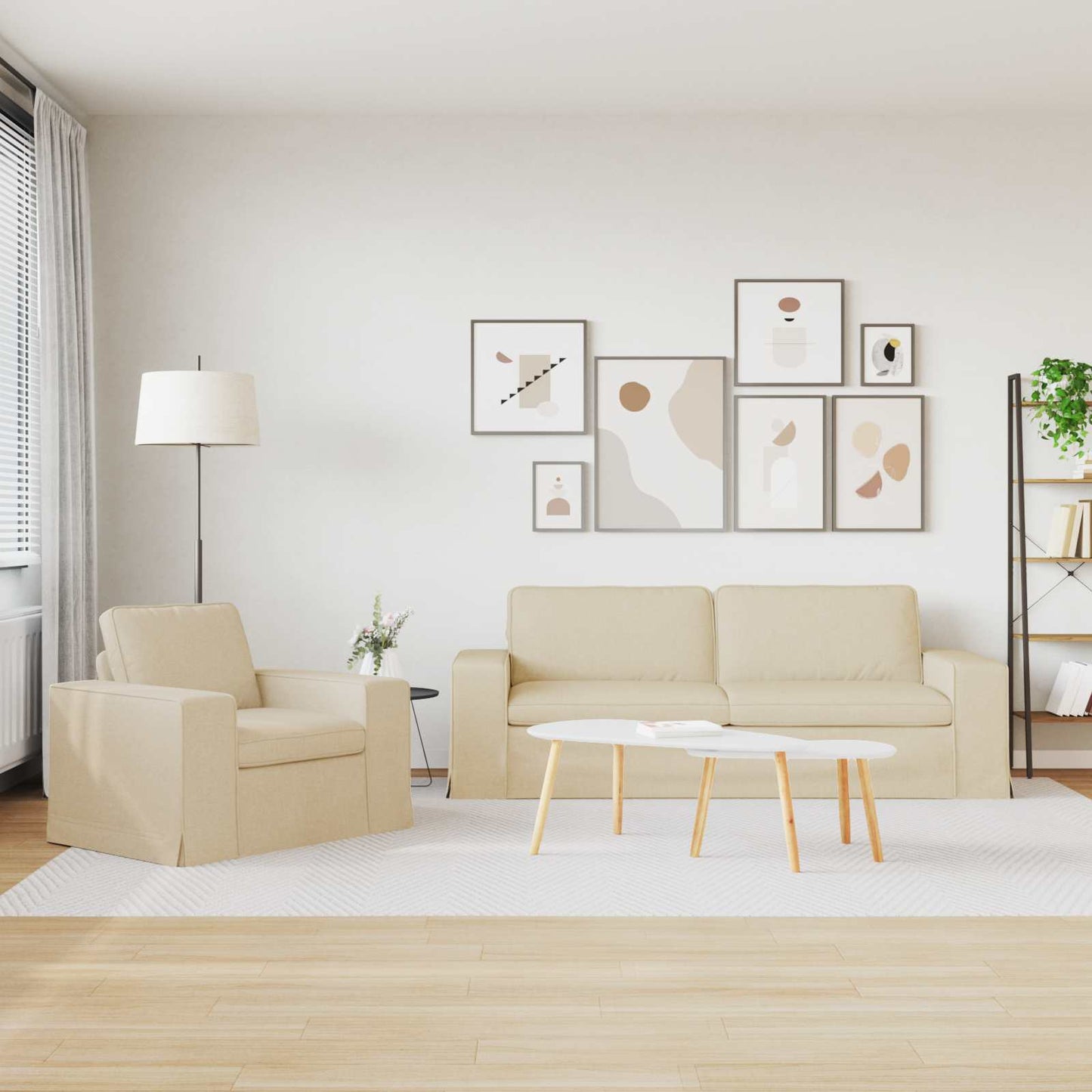 vidaXL Σετ Καναπέ 2 pcs Κρεμ 222 x 80 x 82 εκ ύφασμα