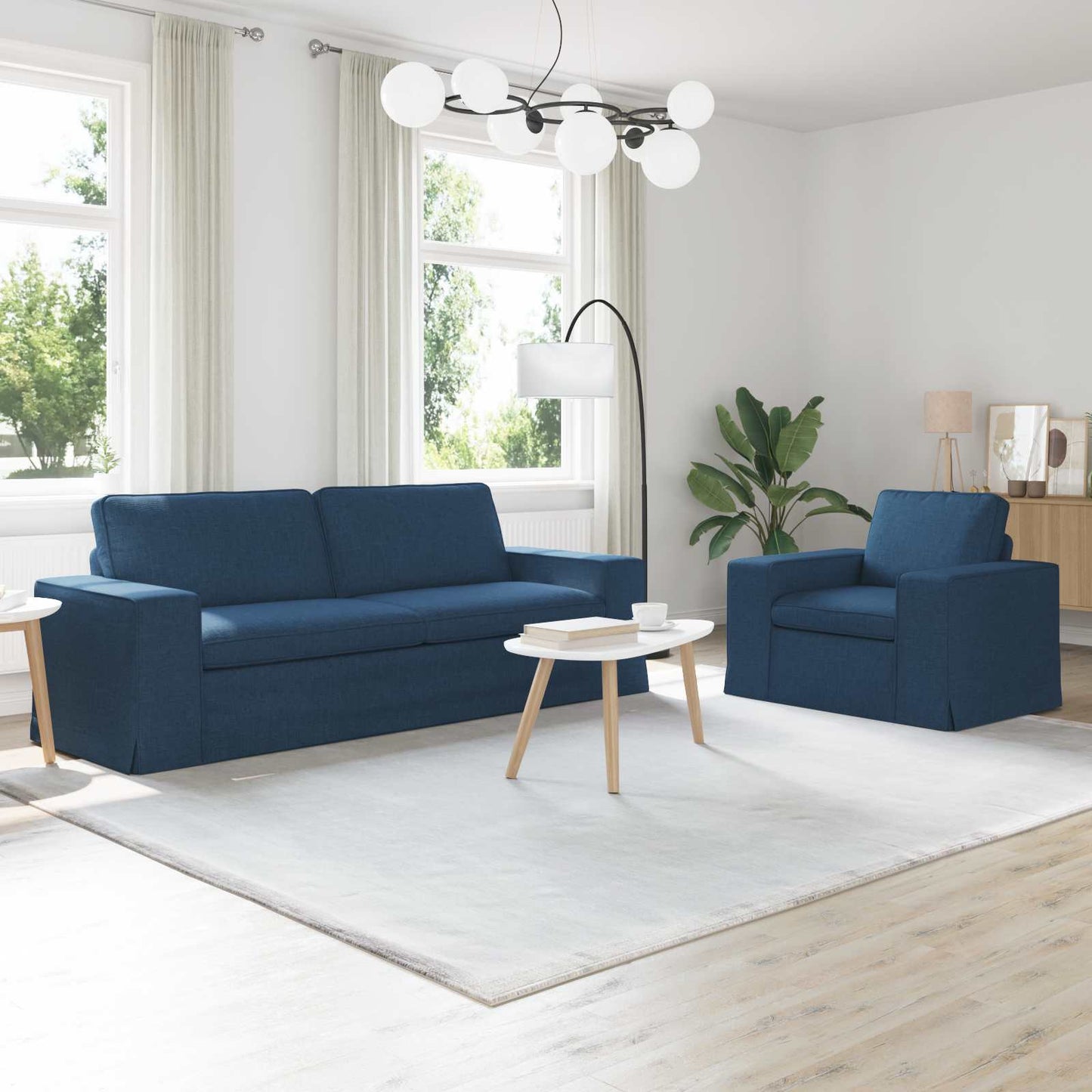 vidaXL Σετ Καναπέ 2 pcs Μπλε 222 x 80 x 82 εκ ύφασμα