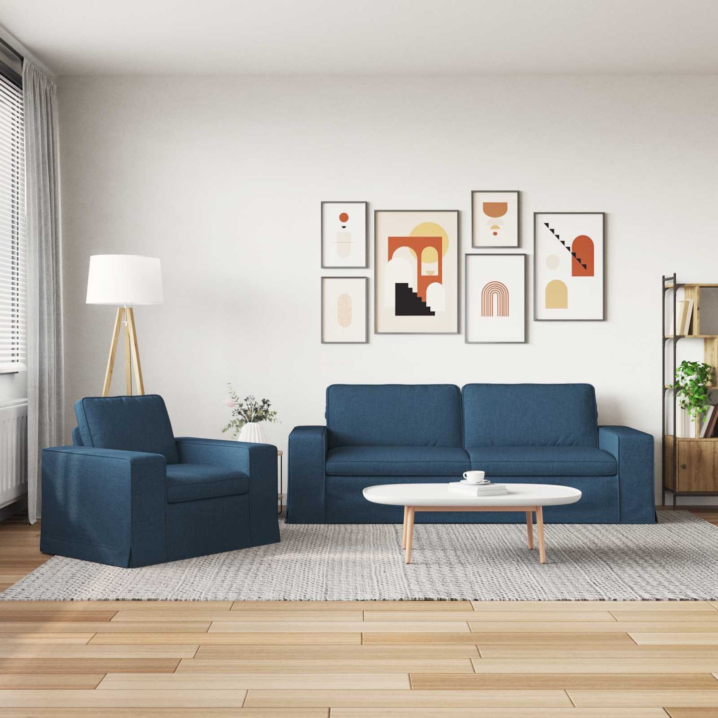 vidaXL Σετ Καναπέ 2 pcs Μπλε 222 x 80 x 82 εκ ύφασμα