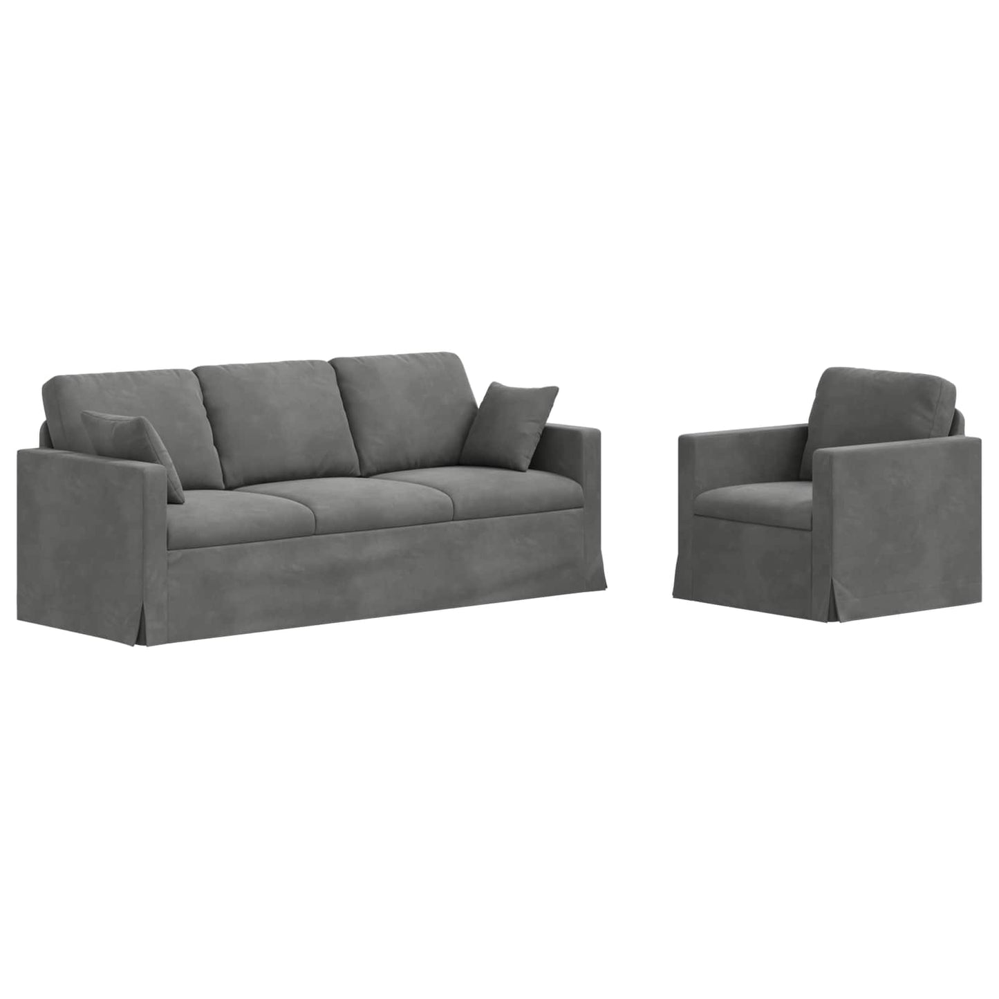 vidaXL Σετ Καναπέ 2 pcs Σκούρο Γκρι 198 x 78 x 80 εκ Βελούδο