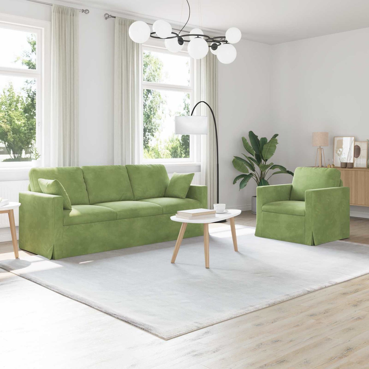 vidaXL Σετ Καναπέ 2 pcs Ανοιχτό Πράσινο 198 x 78 x 80 εκ Βελούδο