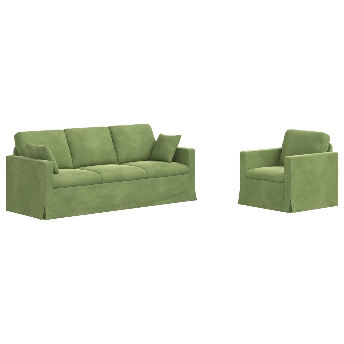 vidaXL Σετ Καναπέ 2 pcs Ανοιχτό Πράσινο 198 x 78 x 80 εκ Βελούδο