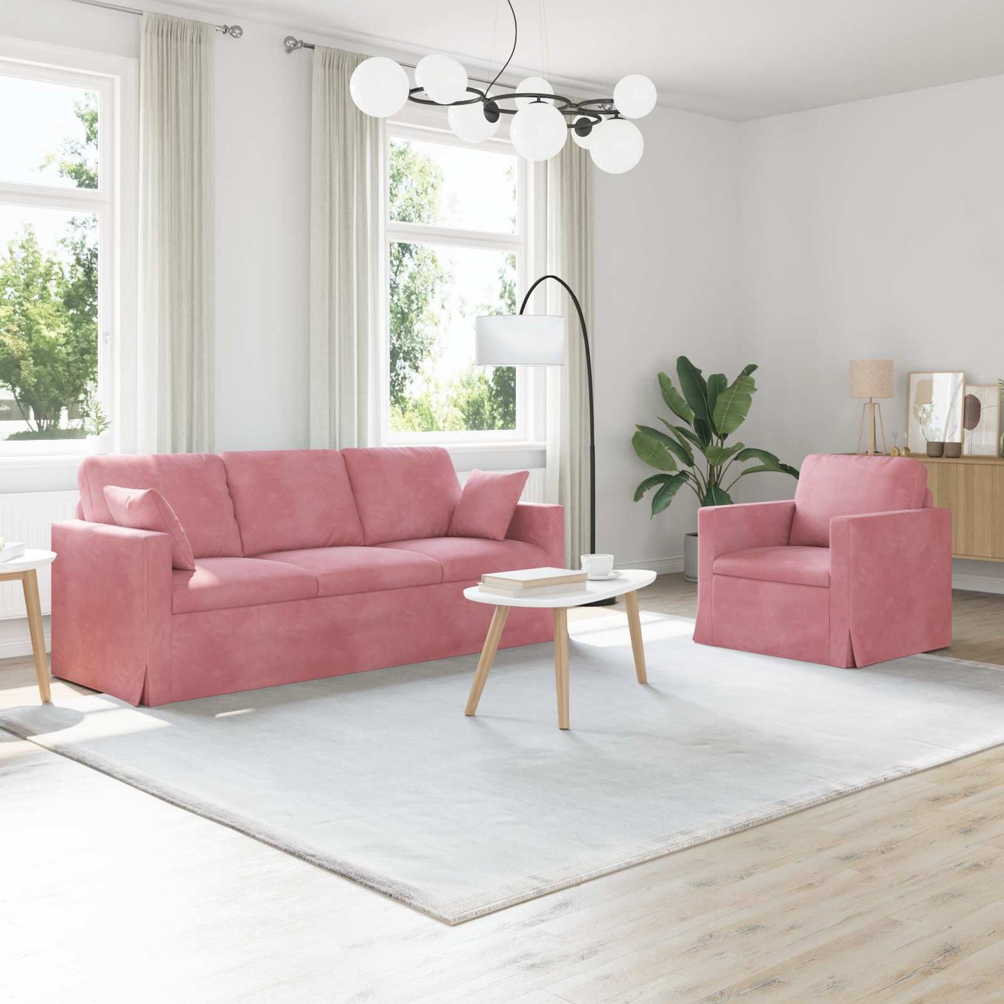 vidaXL Σετ Καναπέ 2 pcs Ροζ 198 x 78 x 80 εκ Βελούδο