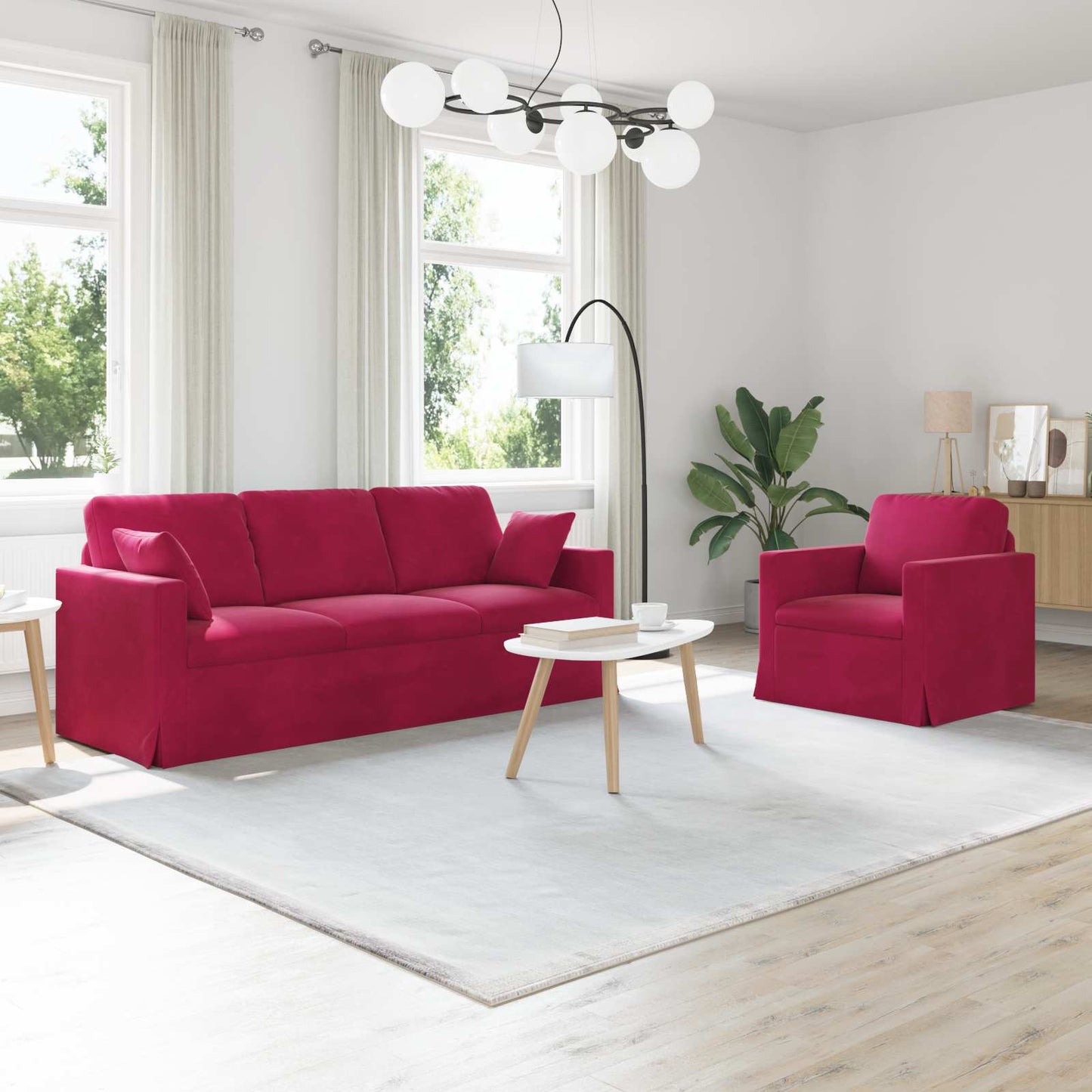 vidaXL Σετ Καναπέ 2 pcs Κόκκινο 198 x 78 x 80 εκ Βελούδο