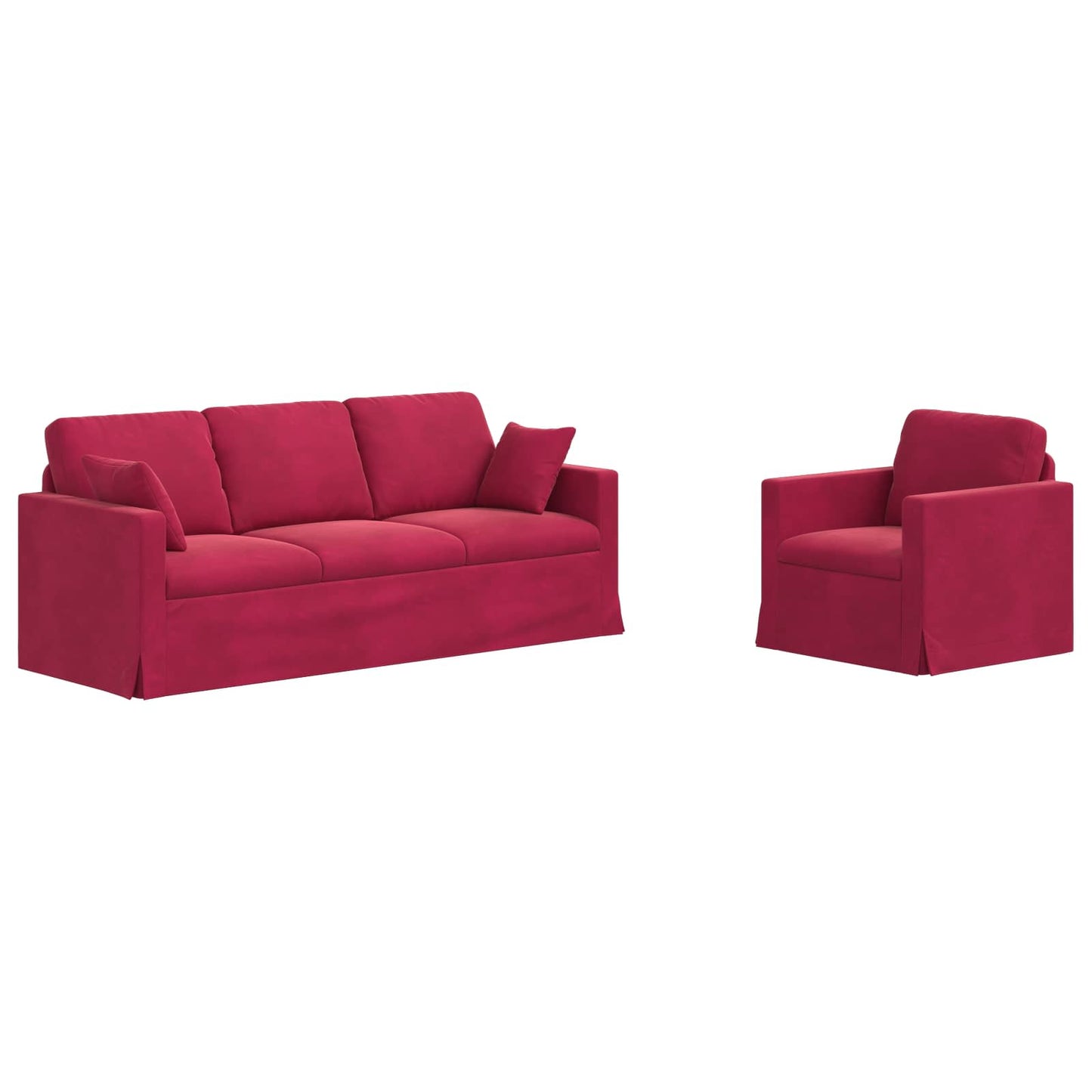 vidaXL Σετ Καναπέ 2 pcs Κόκκινο 198 x 78 x 80 εκ Βελούδο