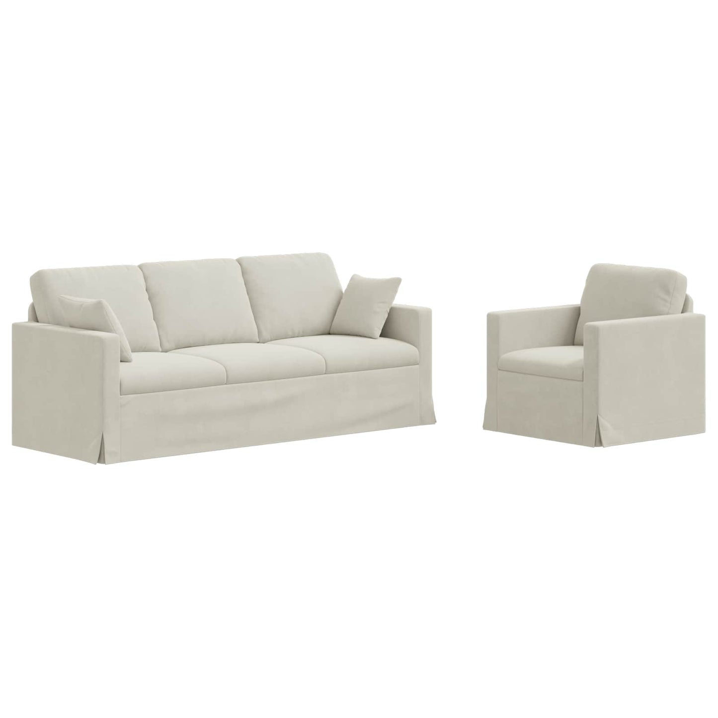 vidaXL Σετ Καναπέ 2 pcs Κρεμ 198 x 78 x 80 εκ Βελούδο