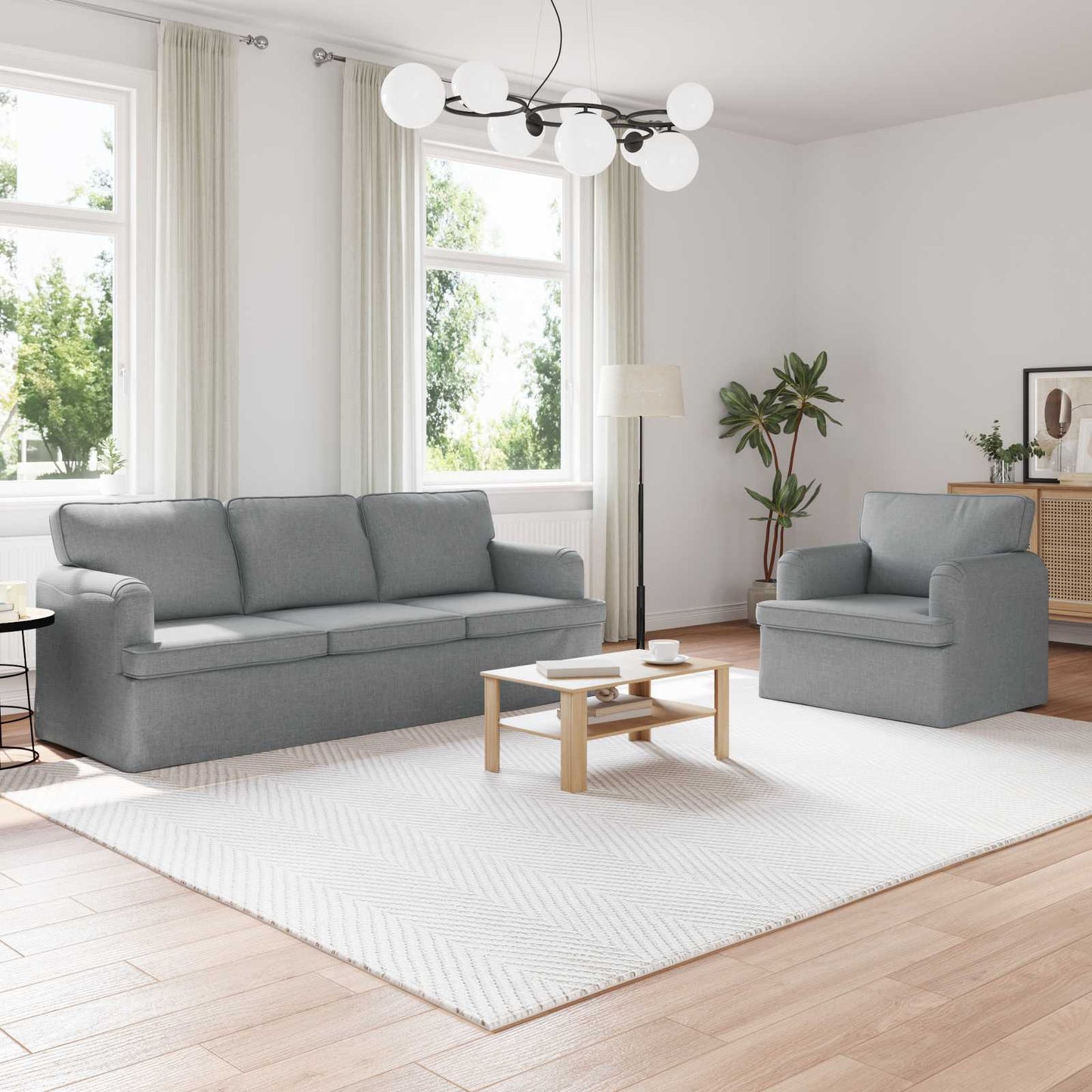 vidaXL Σετ Καναπέ 2 pcs Ανοιχτό γκρι 144 x 80 x 85 εκ ύφασμα